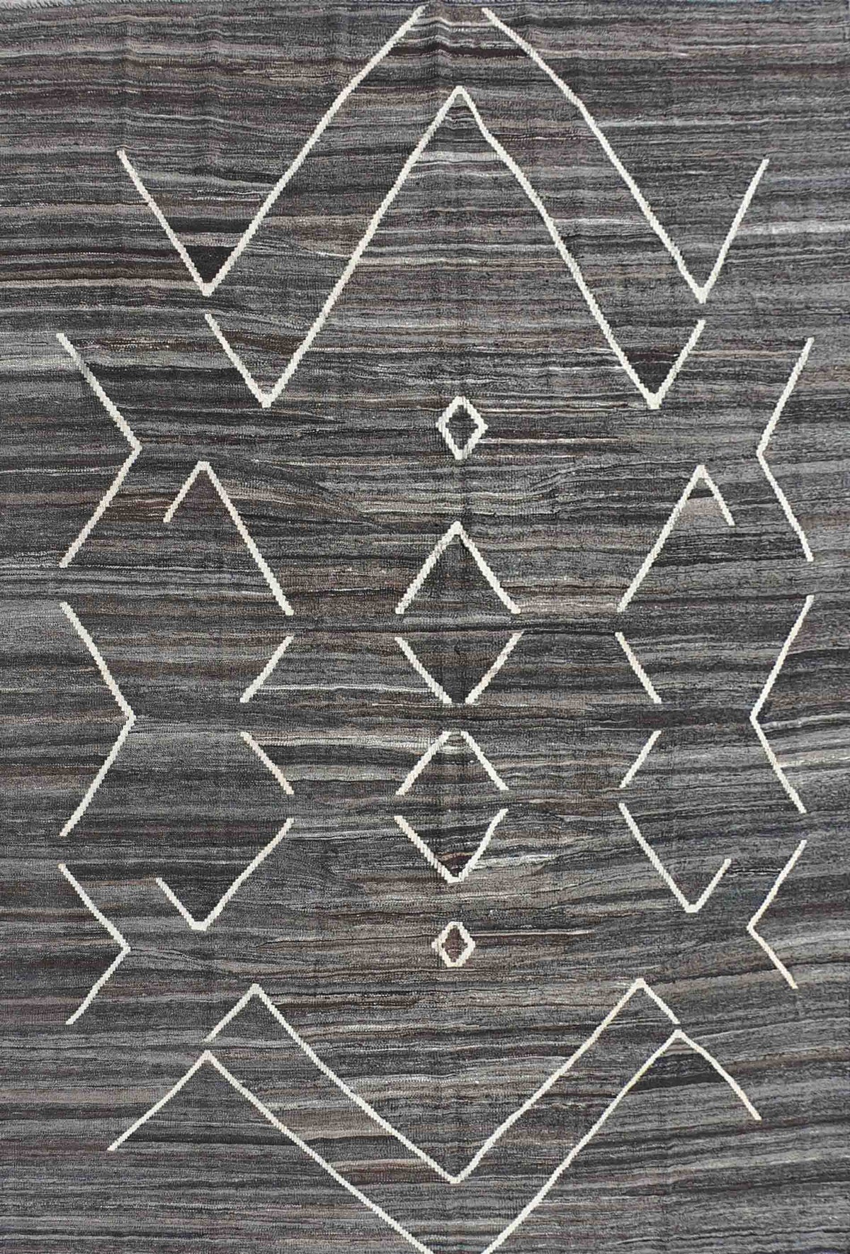 Alfombra de lana Kelim Karachi tejida a mano, diseño geométrico neutro - Consorcio Persa