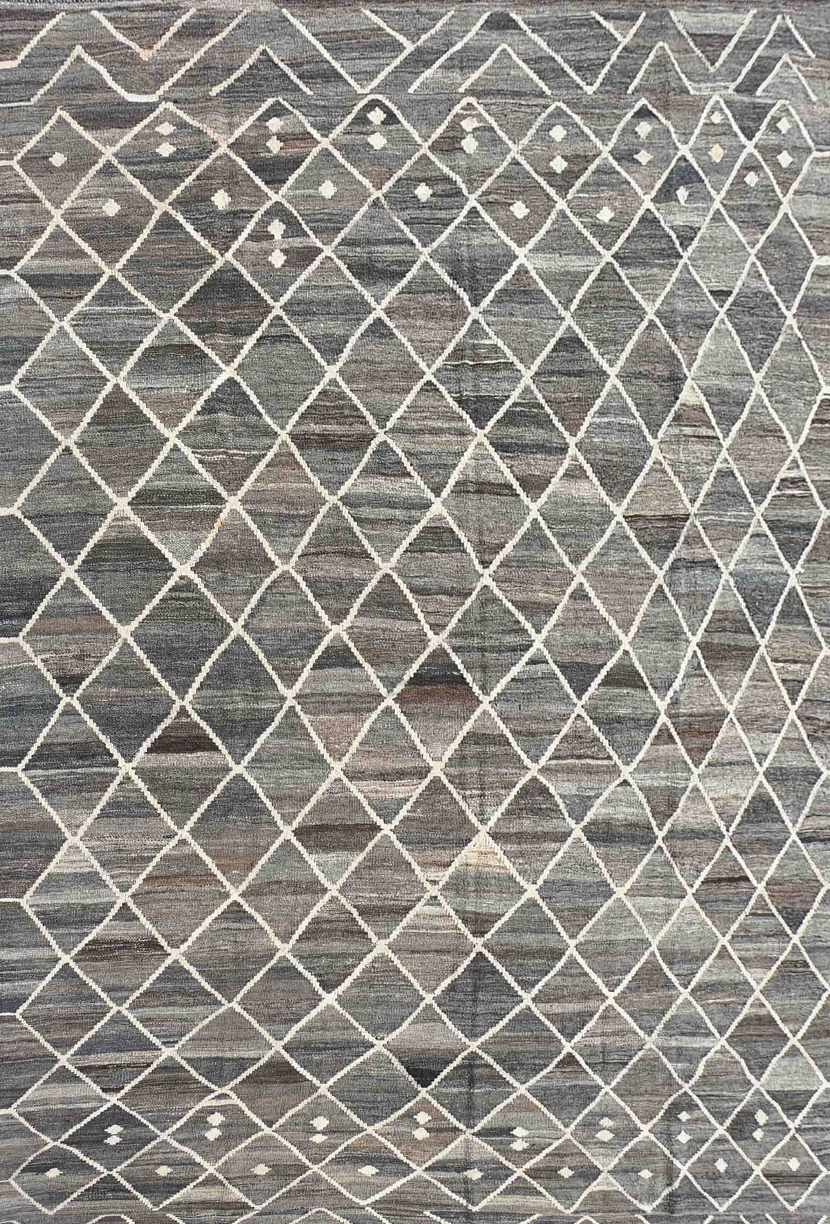 Alfombra de lana Kelim Karachi tejida a mano, diseño geométrico neutro - Consorcio Persa