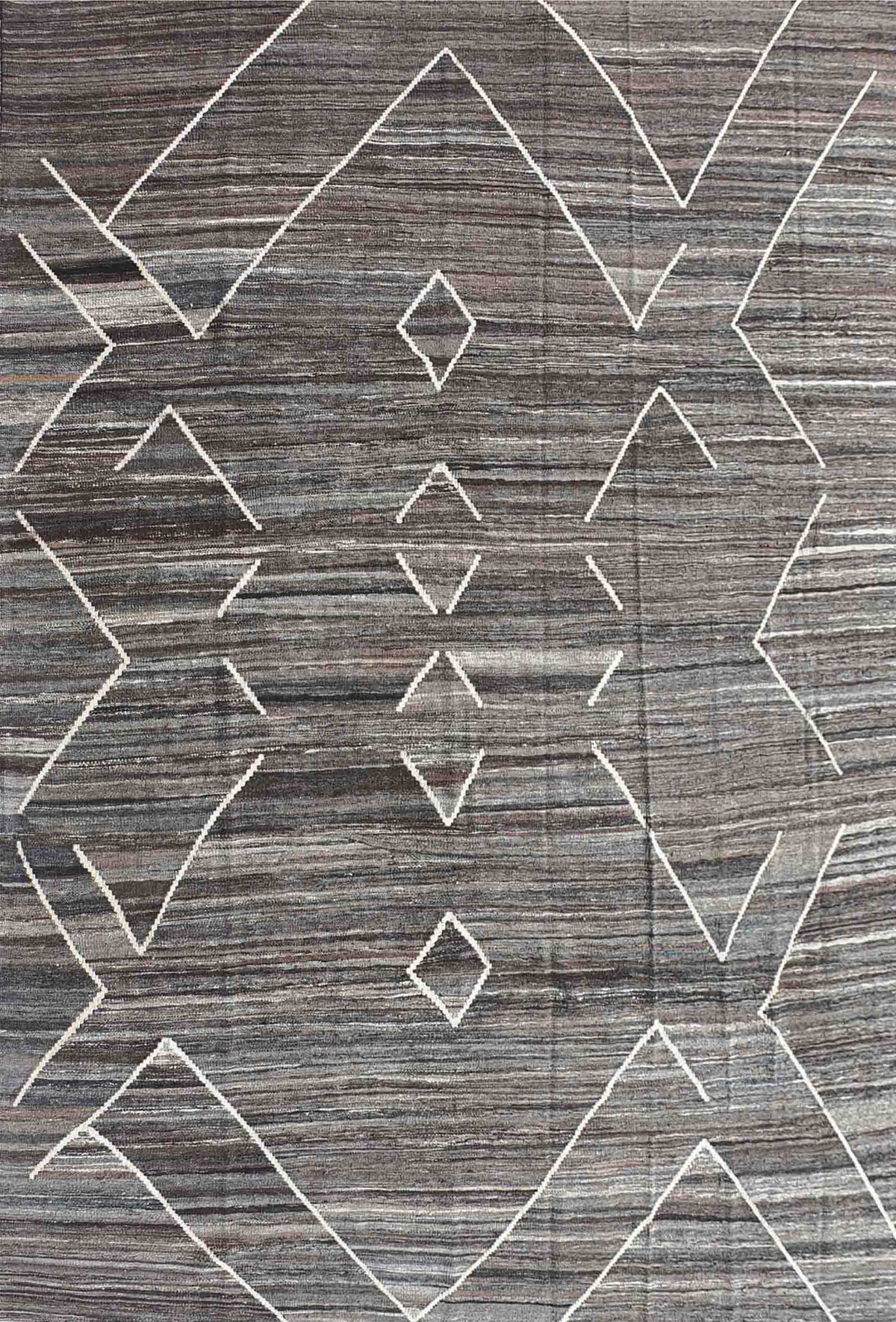 Alfombra Kelim de lana tejida a mano con diseño geométrico neutro - Consorcio Persa