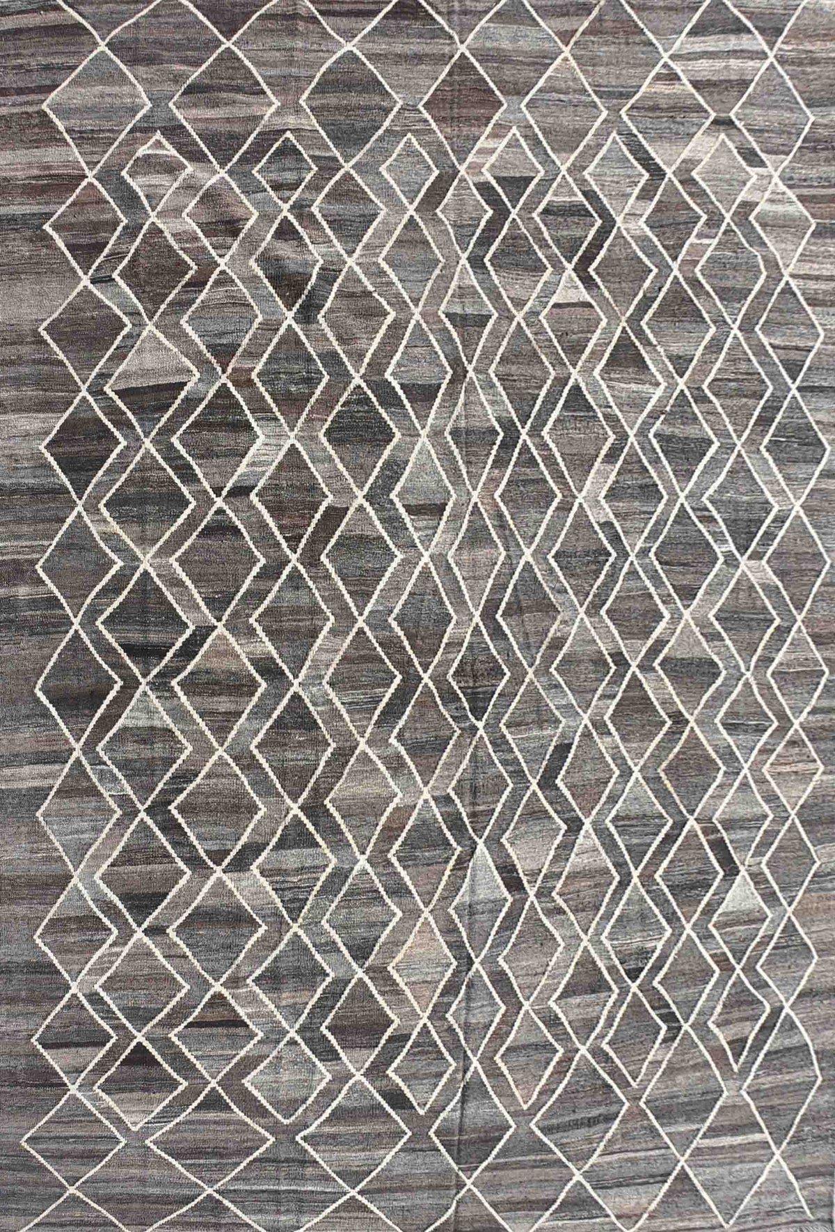 Alfombra de lana Kelim Karachi tejida a mano, diseño geométrico neutro - Consorcio Persa