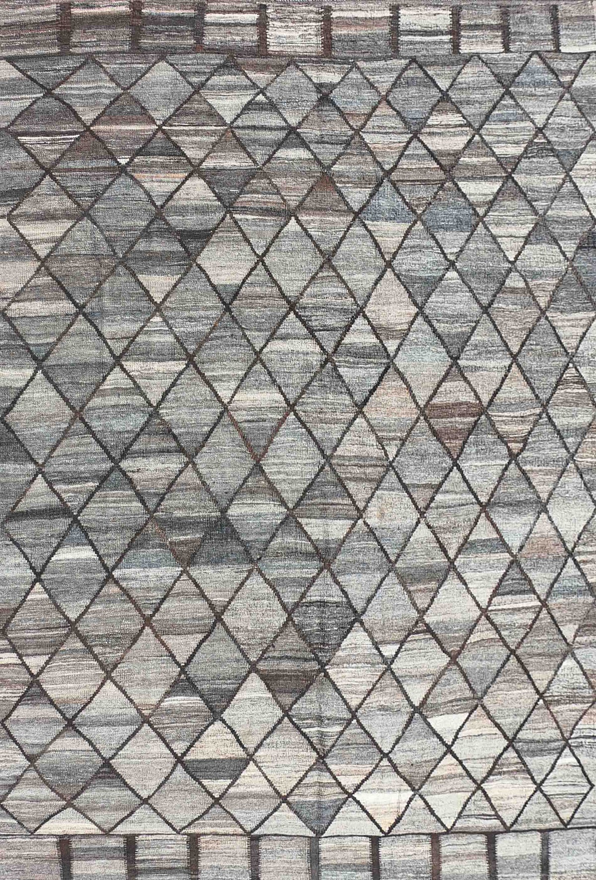 Alfombra de lana Kelim Karachi, tejido plano con motivos geométricos neutros - Consorcio Persa