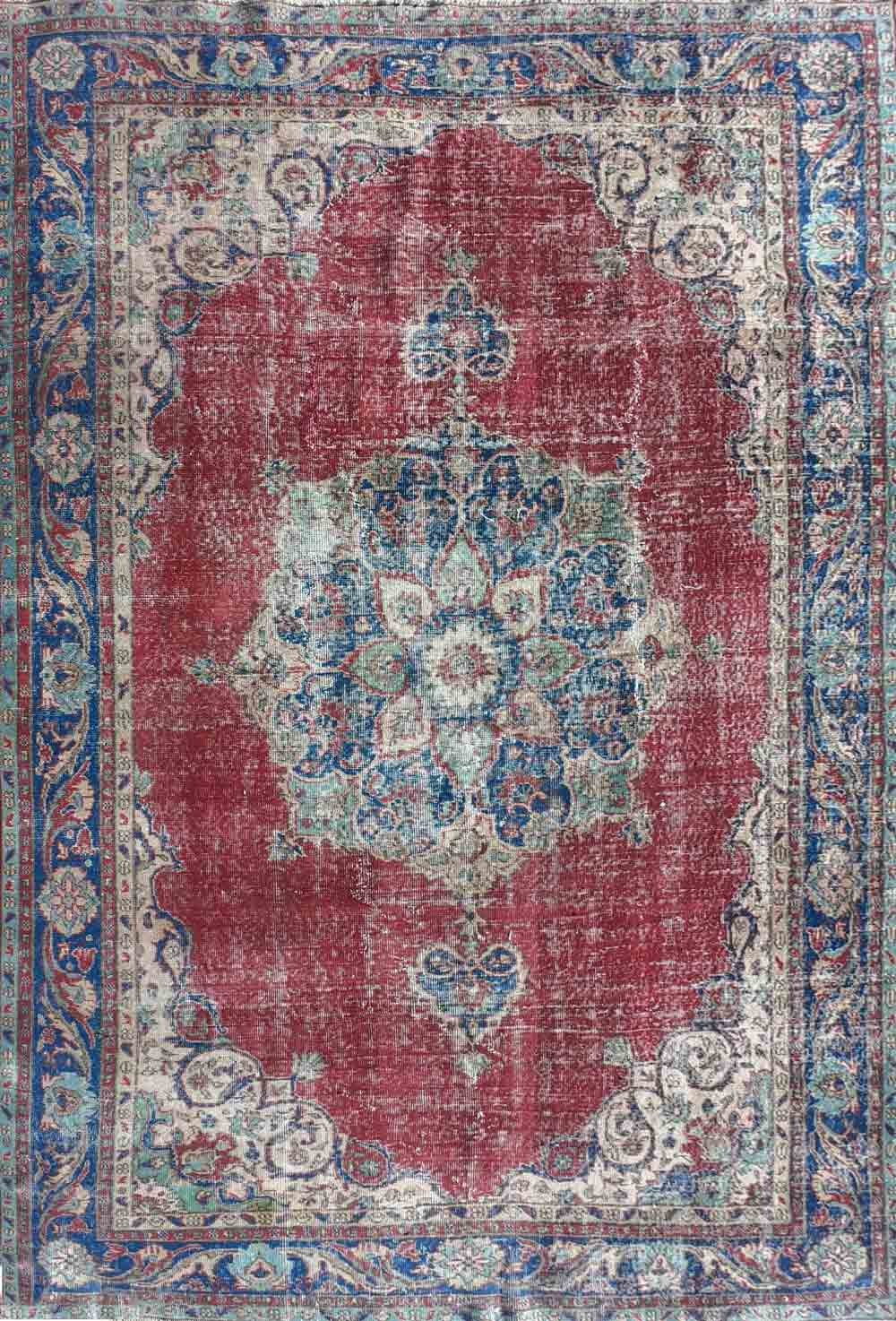 Alfombra persa vintage de lana, estilo envejecido, importada - Consorcio Persa