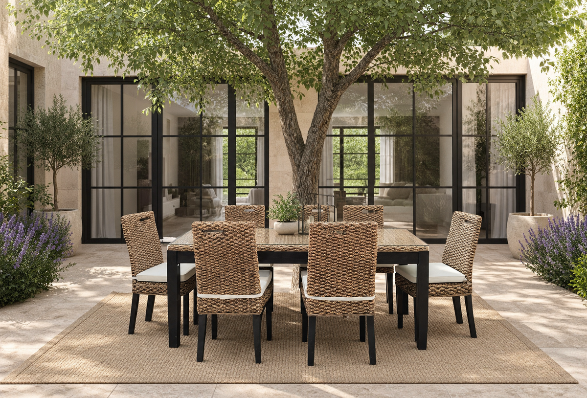 Comedor de rattan natural, Isabella 6 sillas