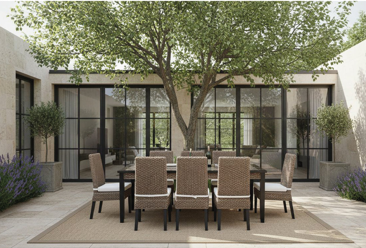 Comedor de rattan natural, Italiano 8 sillas