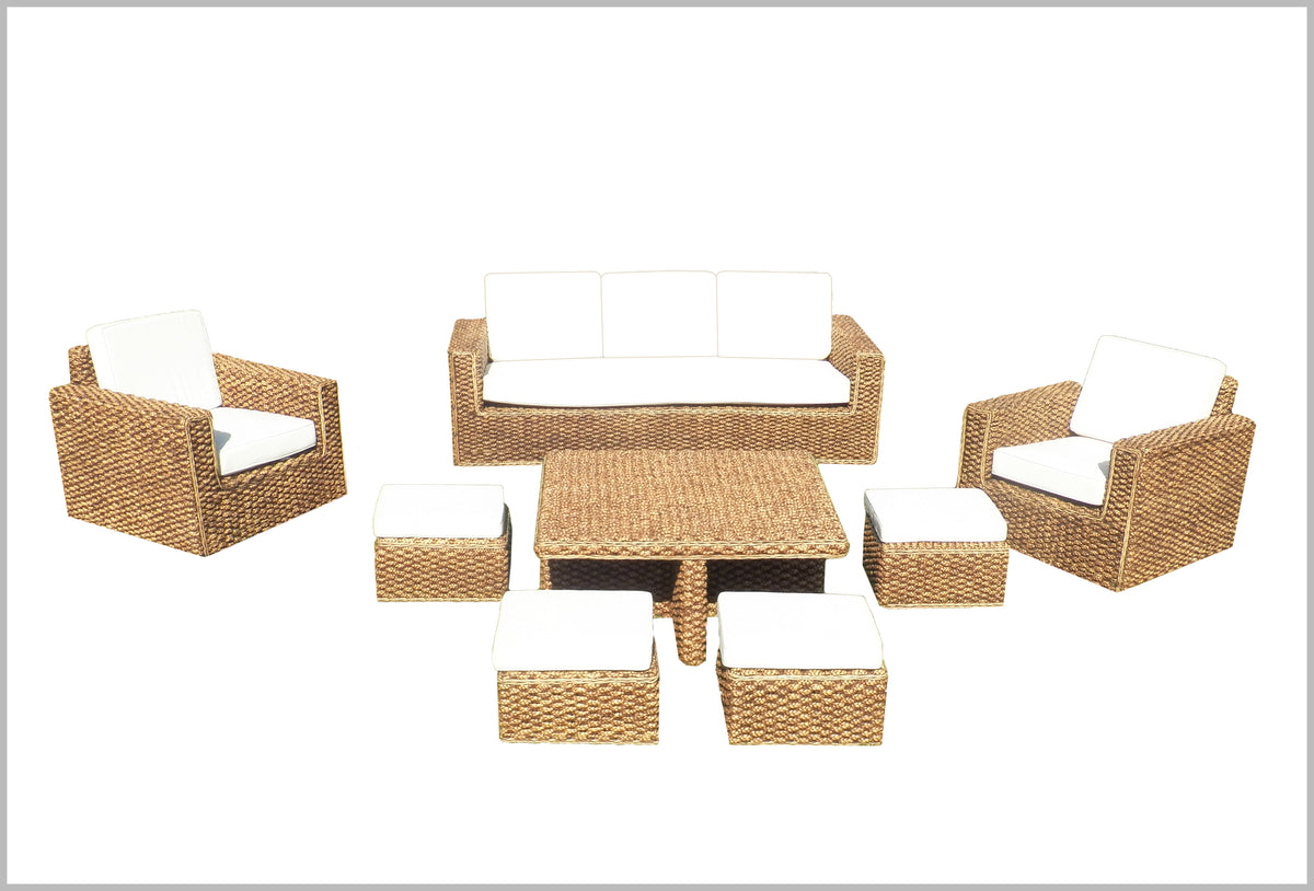 Sillón de 3 cuerpos de rattan natural Javier
