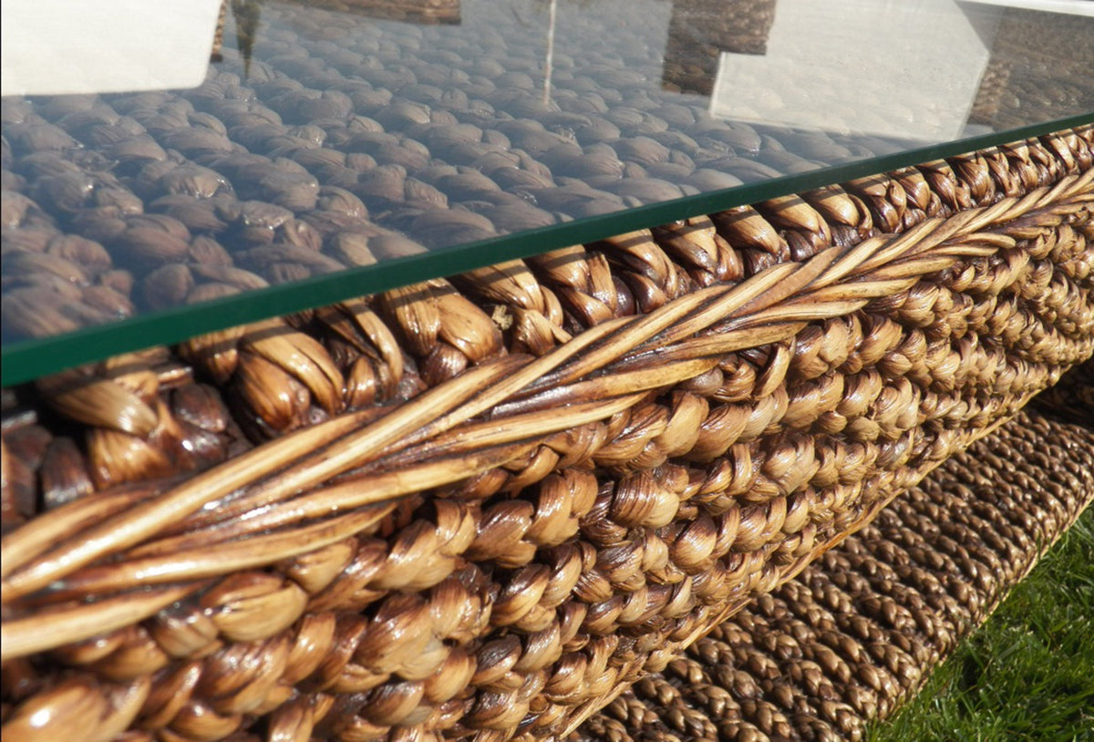 Vista lateral del set rattan natural Napoli