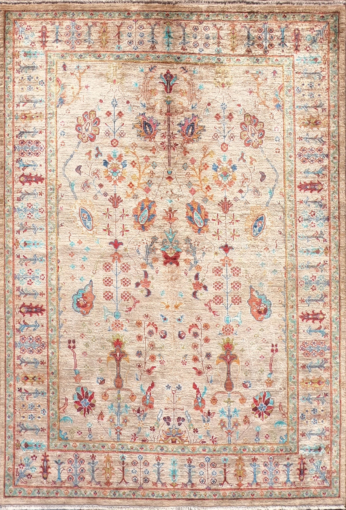 Alfombra persa de lana clásica con diseño floral en tonos burdeos - Consorcio Persa