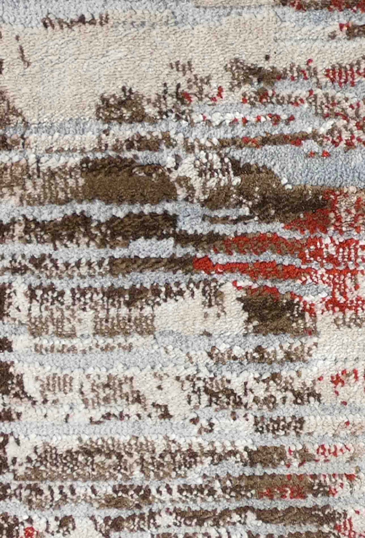 Detalle de diseño contemporáneo en alfombra turca importada