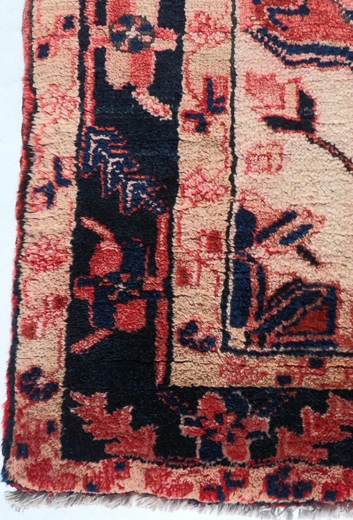 Textura de lana natural suave en alfombra persa turca hecha a mano