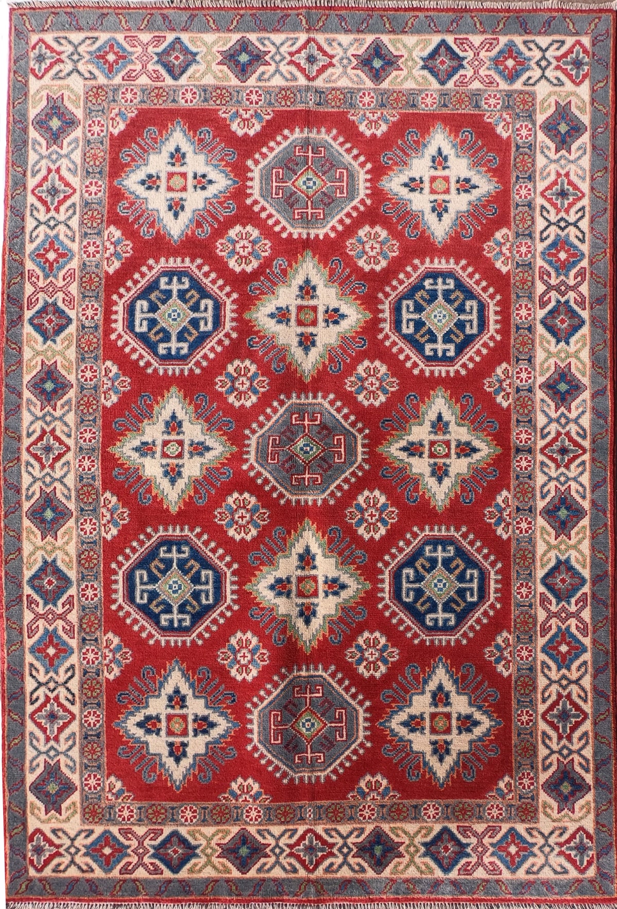 Alfombra Persa Kazak de lana con diseño geométrico