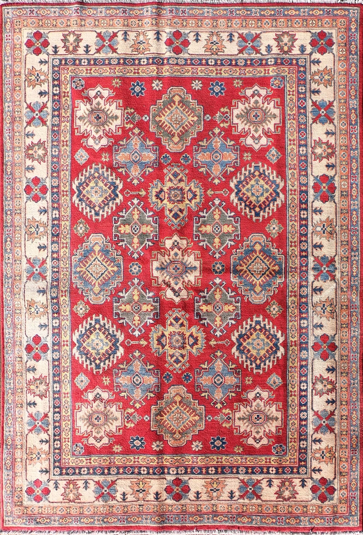 Alfombra persa de lana Kazak, diseño geométrico clásico - Consorcio Persa