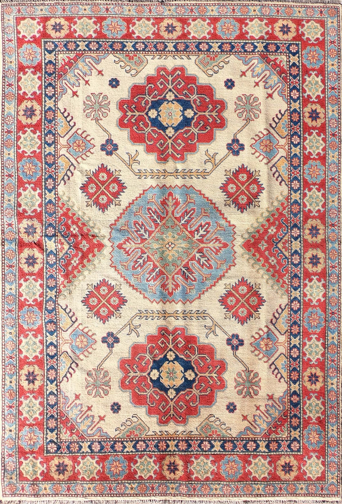 Alfombra persa de lana natural, diseño clásico geométrico rojo - Consorcio Persa