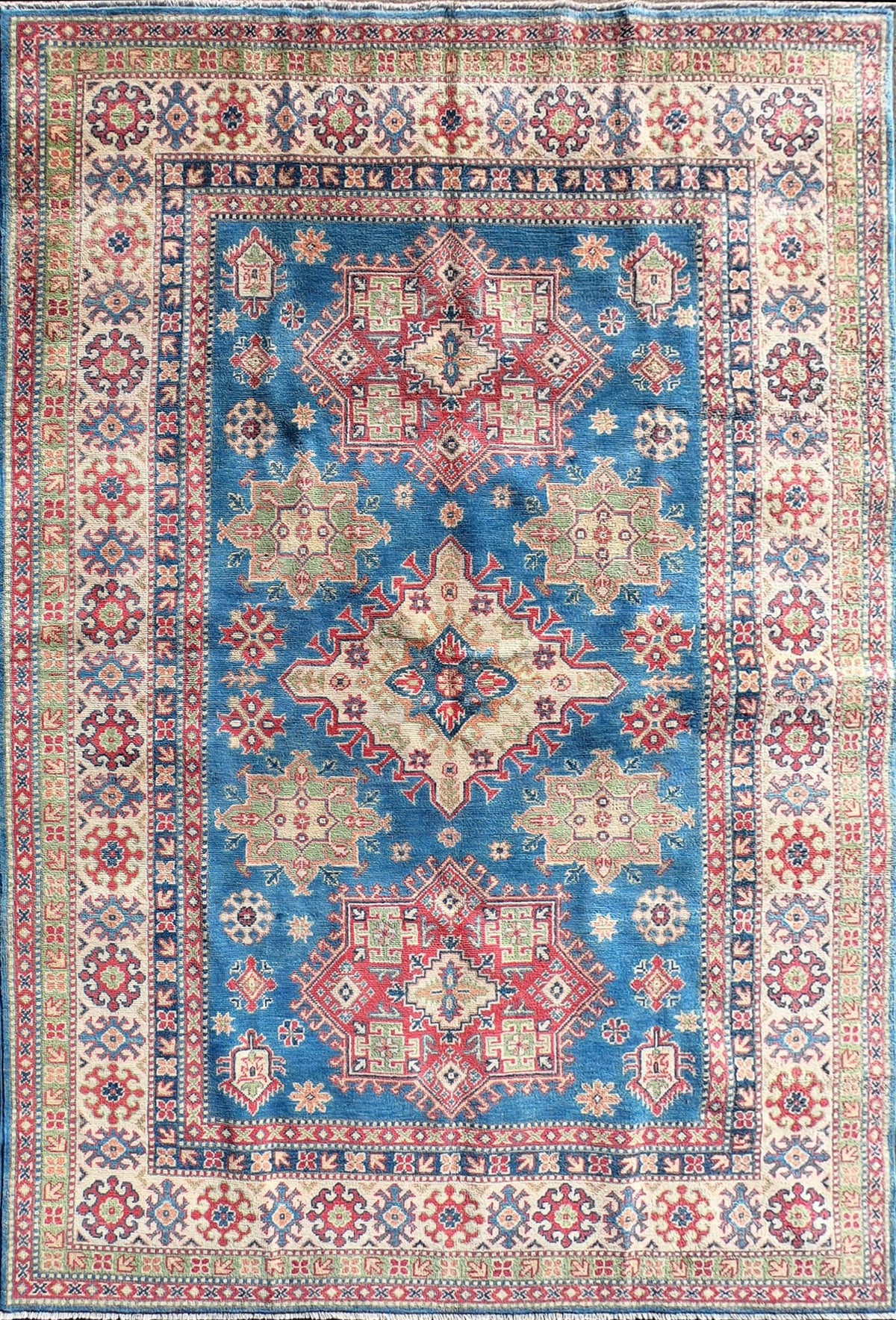 Alfombra persa de lana Kazak, diseño geométrico intenso - Consorcio Persa