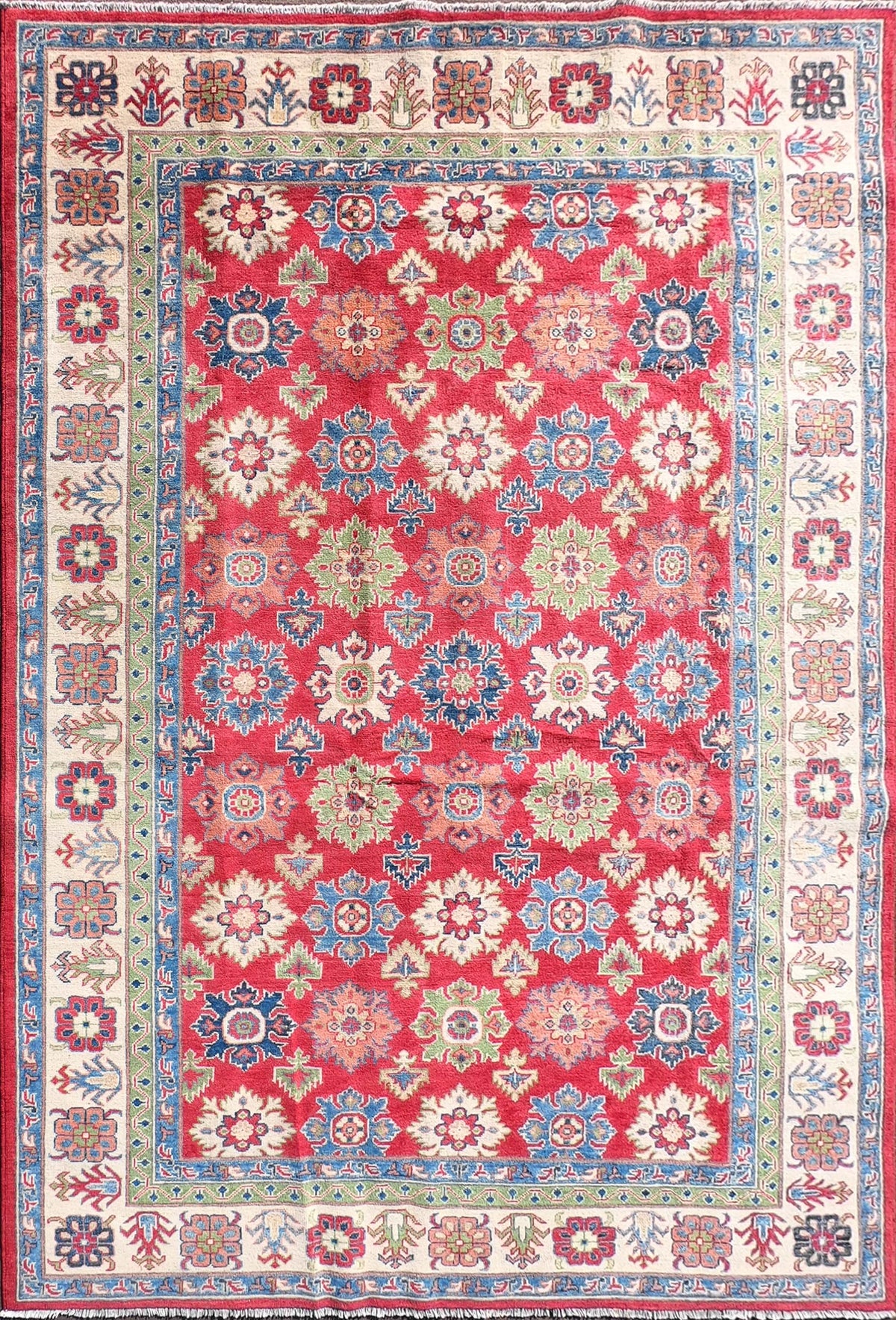 Alfombra persa de lana Kazak, diseño geométrico clásico - Consorcio Persa