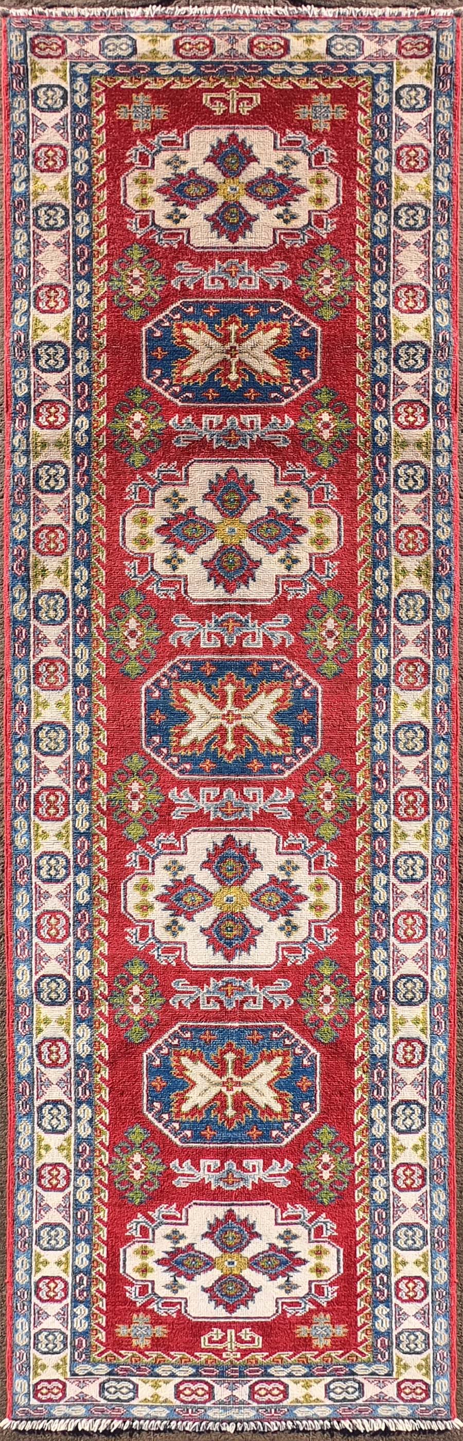 Alfombra persa clásica de lana hecha a mano, diseño geométrico rojo - Consorcio Persa