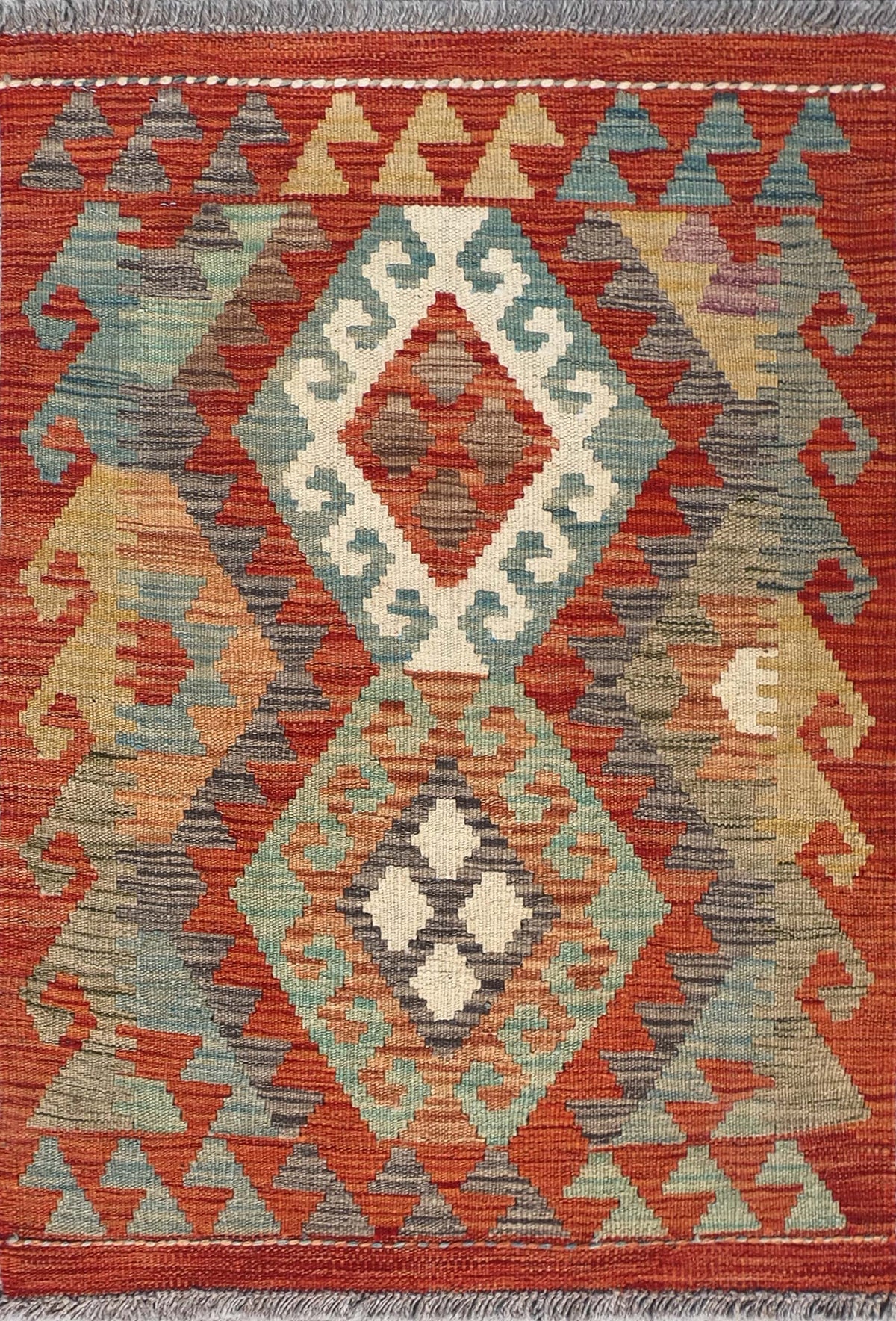 Alfombra de lana Kelim con diseño geométrico colorido, tejida a mano - Consorcio Persa