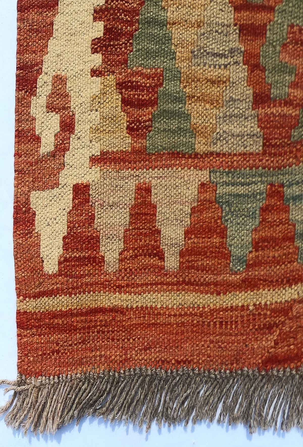 Textura natural de la lana tejida a mano en alfombra Kelim Kashkulii