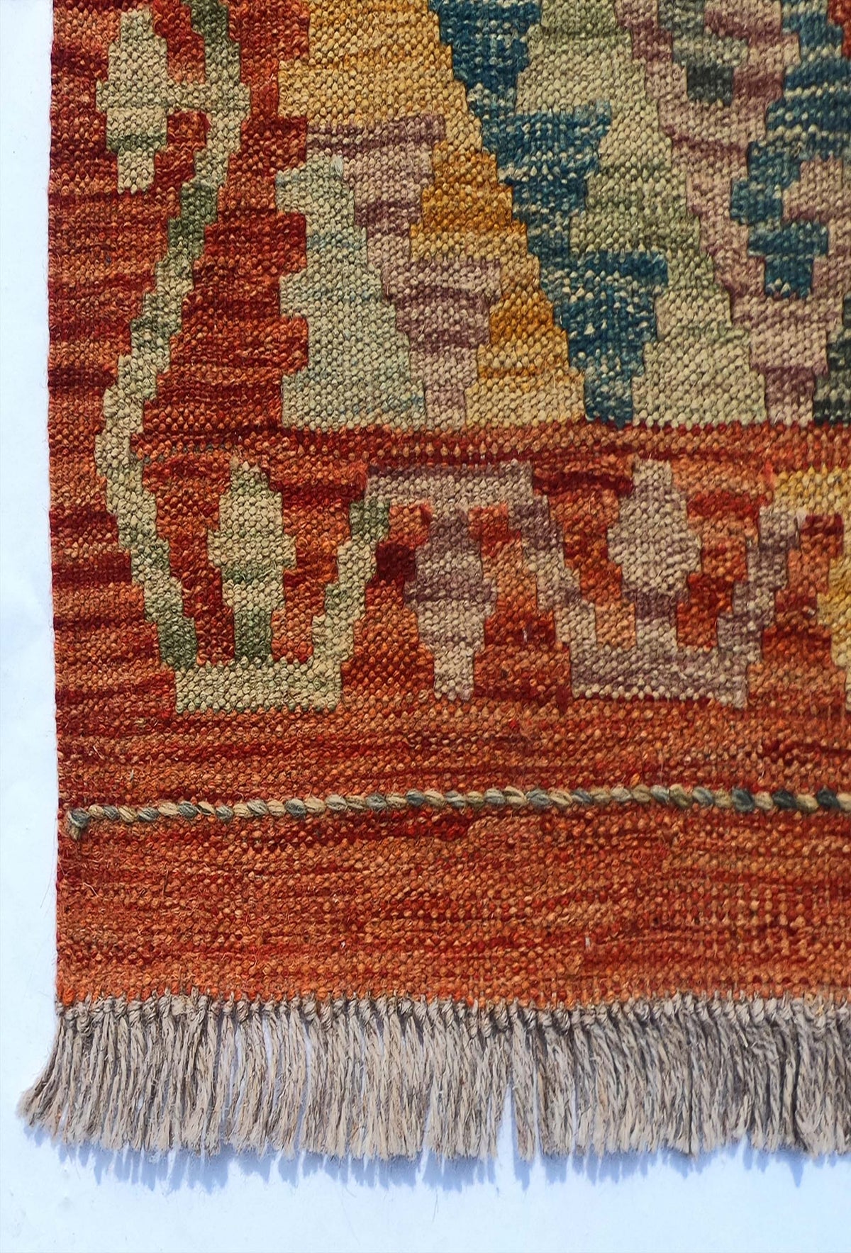 Textura de lana natural en alfombra Kelim hecha a mano