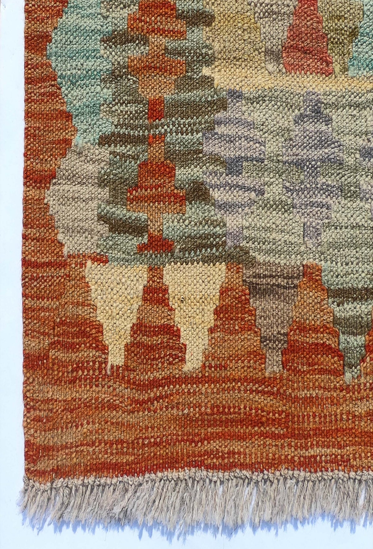 Textura de lana natural en alfombra Kelim hecha a mano