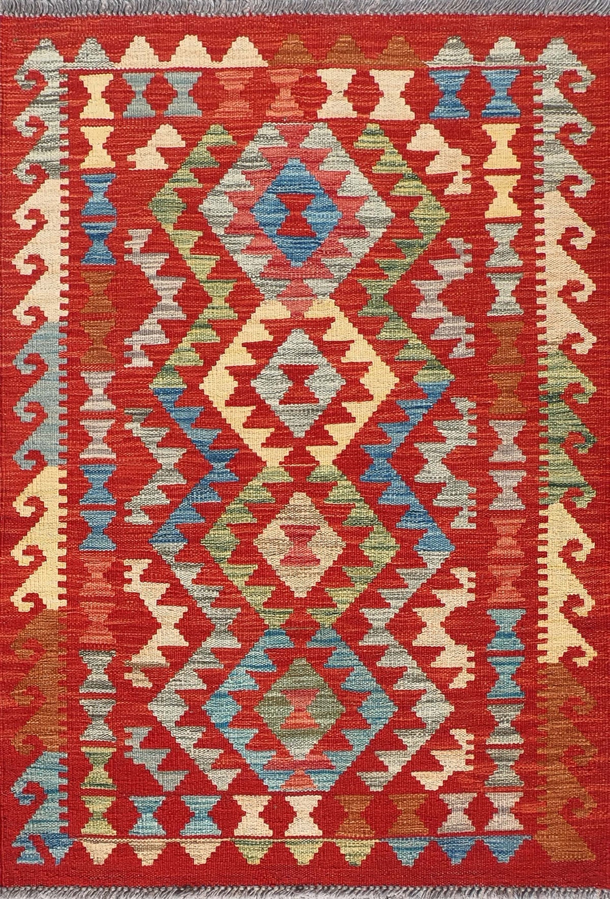 Alfombra de lana Kelim con diseño geométrico colorido - Consorcio Persa