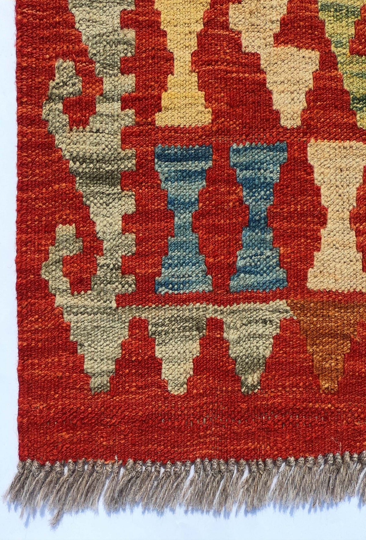 Textura natural de lana en alfombra Kelim hecha a mano