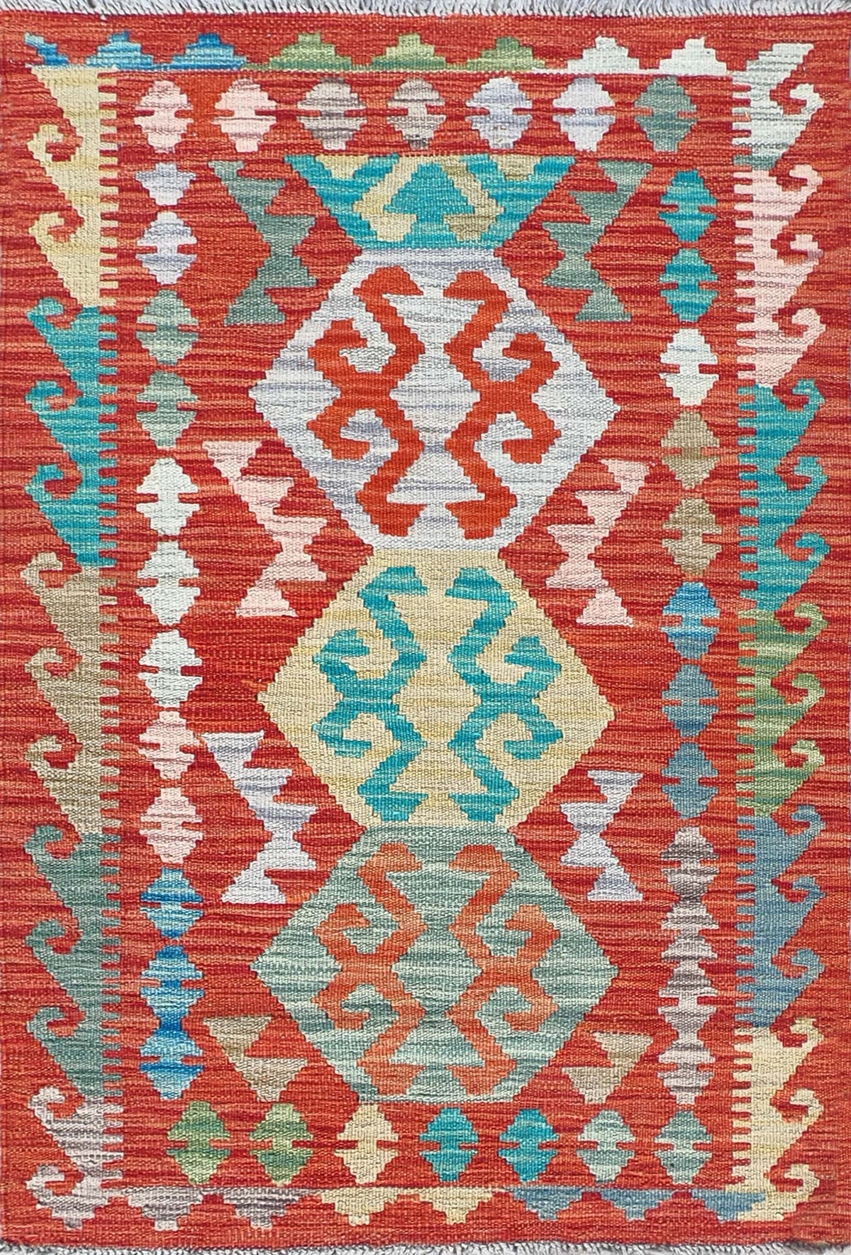 Alfombra de lana Kelim con diseño geométrico, tejida a mano - Consorcio Persa