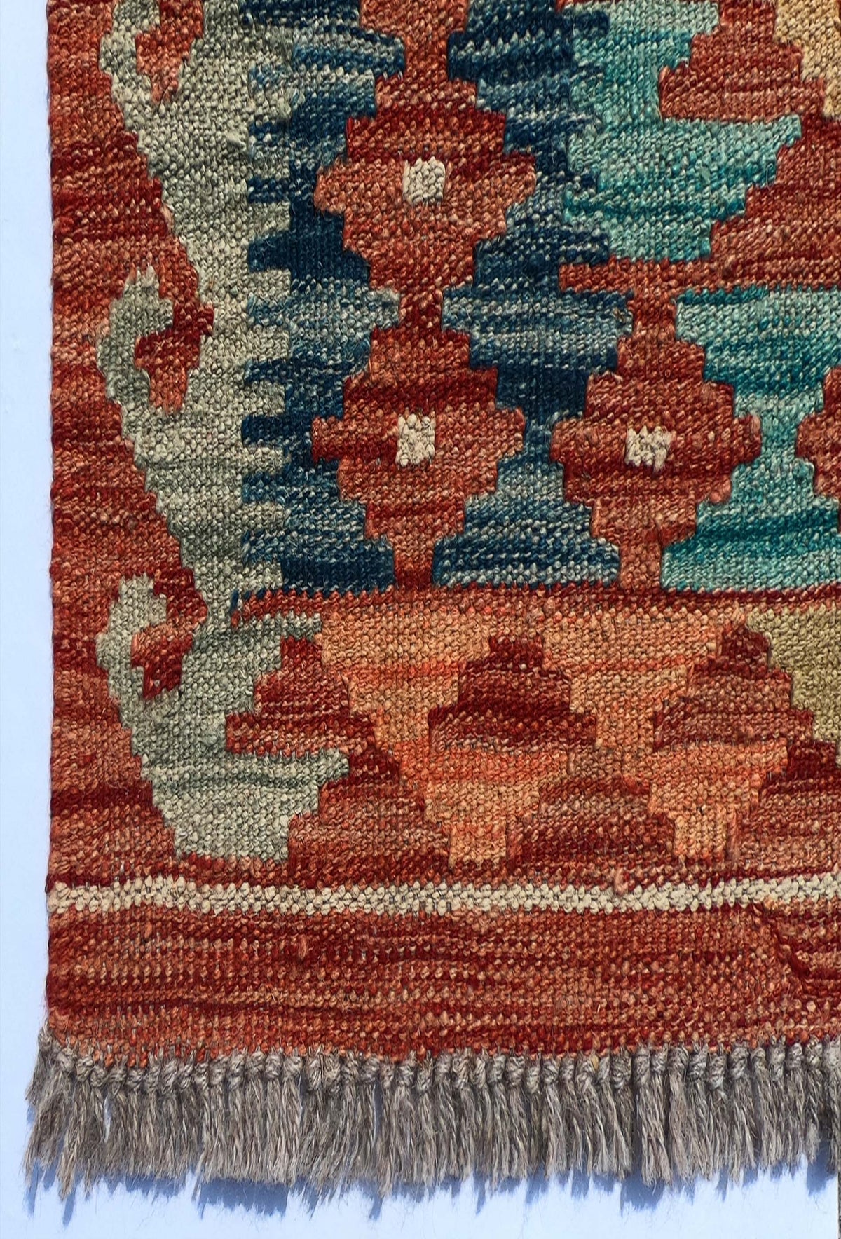 Textura de lana natural en alfombra Kelim hecha a mano