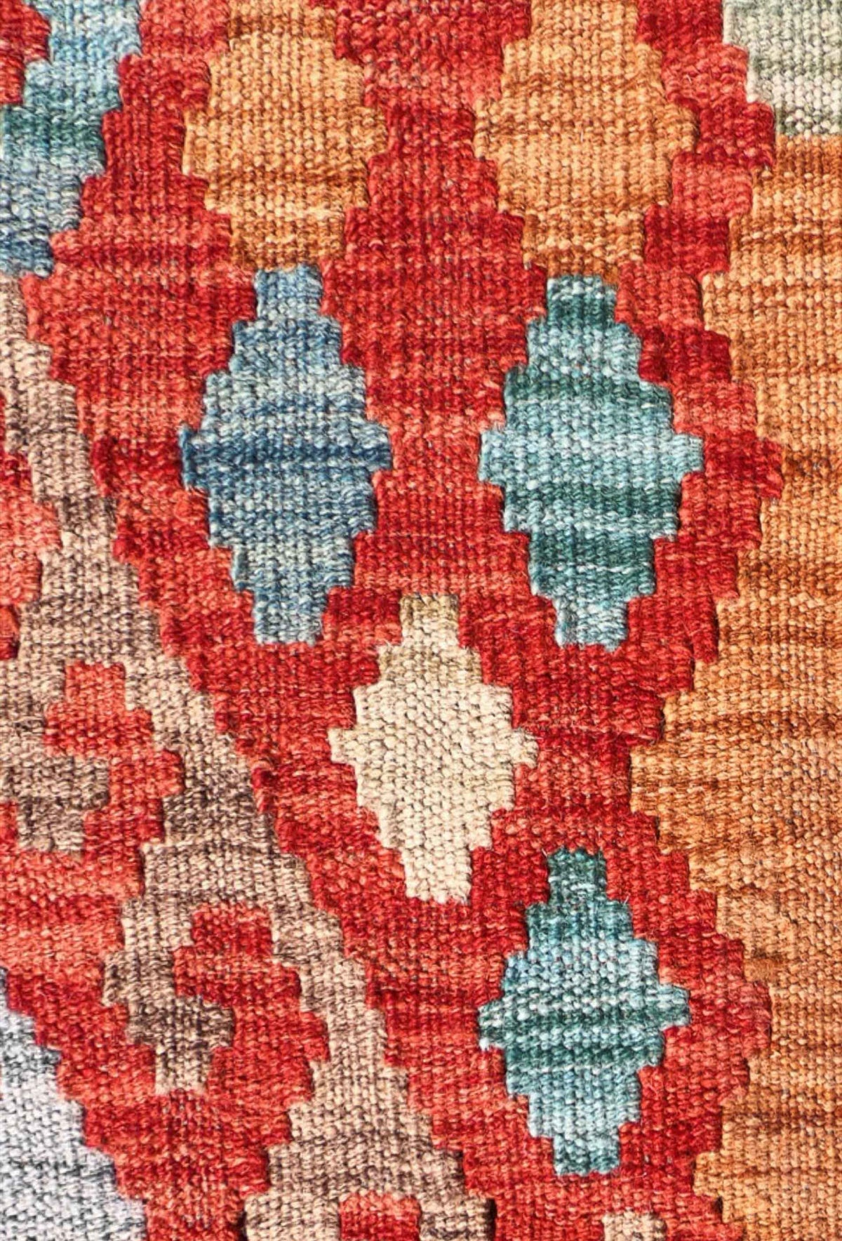 Alfombra de lana tejida a mano estilo Kelim Kashkuli.