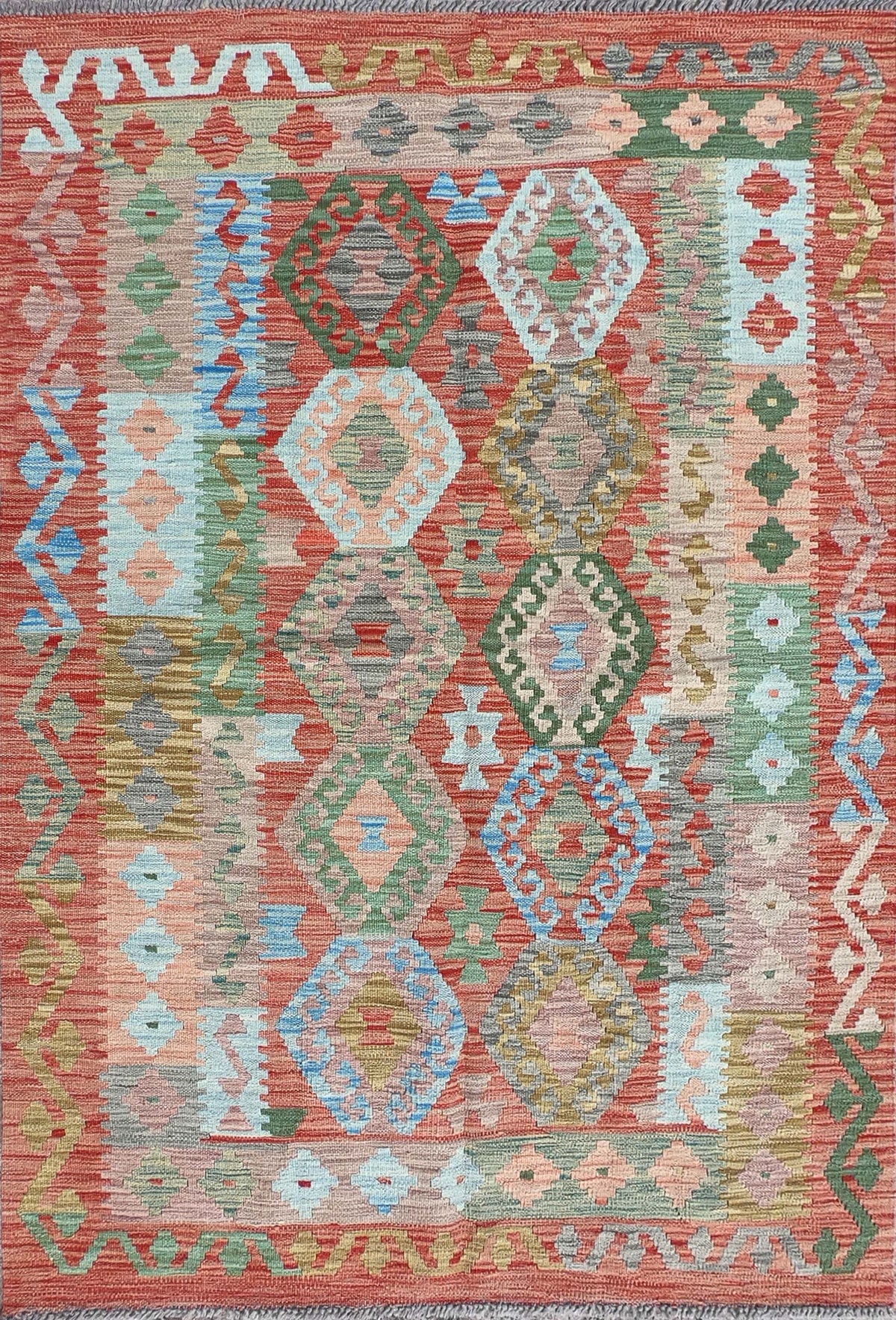 Alfombra de lana tejida a mano con diseño geométrico colorido - Consorcio Persa