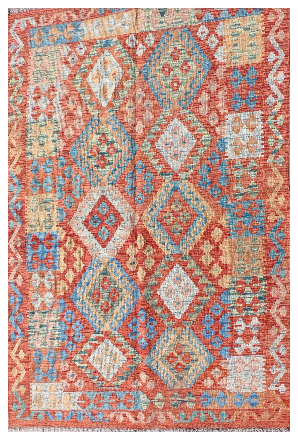 Alfombra Kelim Kashkuli de lana Pakistaní con diseño geométrico