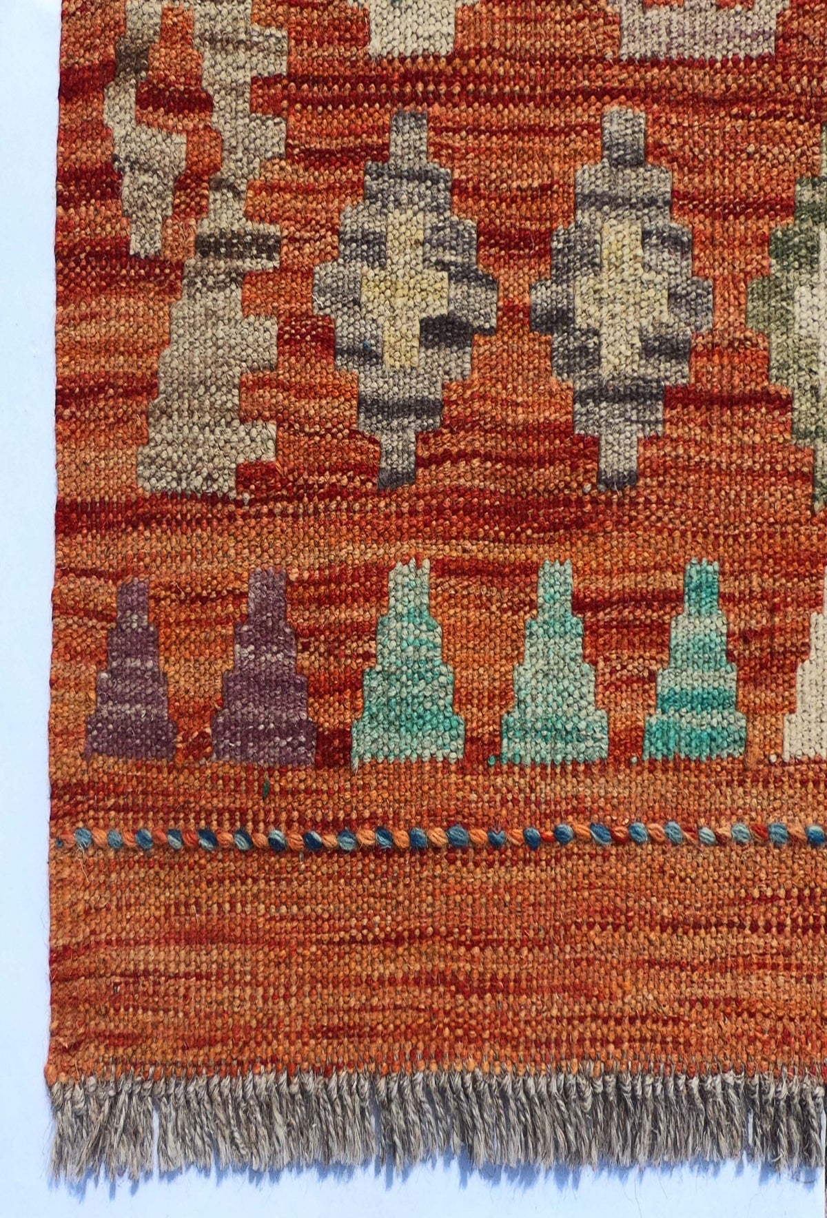 Textura de lana natural en alfombra Kelim hecha a mano