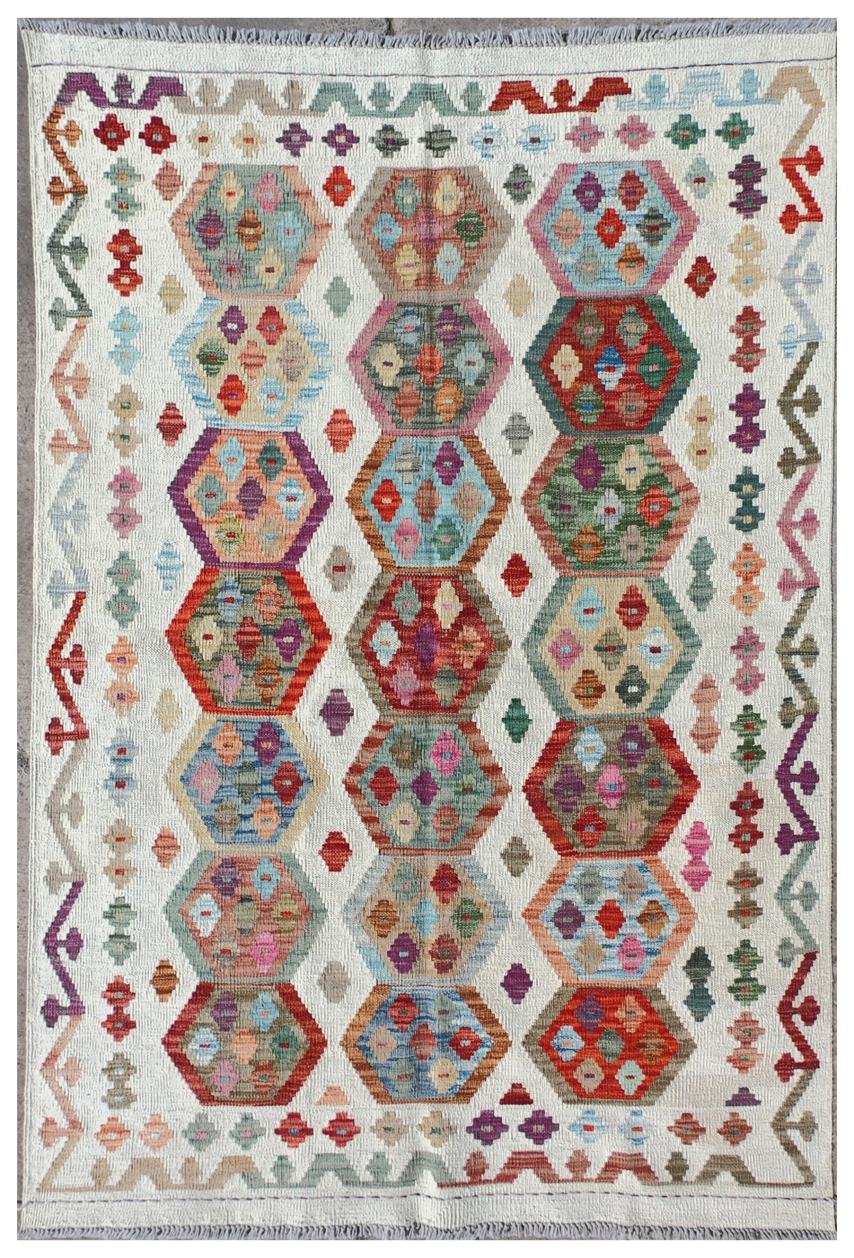 Alfombra Lana, Kelim Kashkuli 1.80 x 1.20 mts. 0153