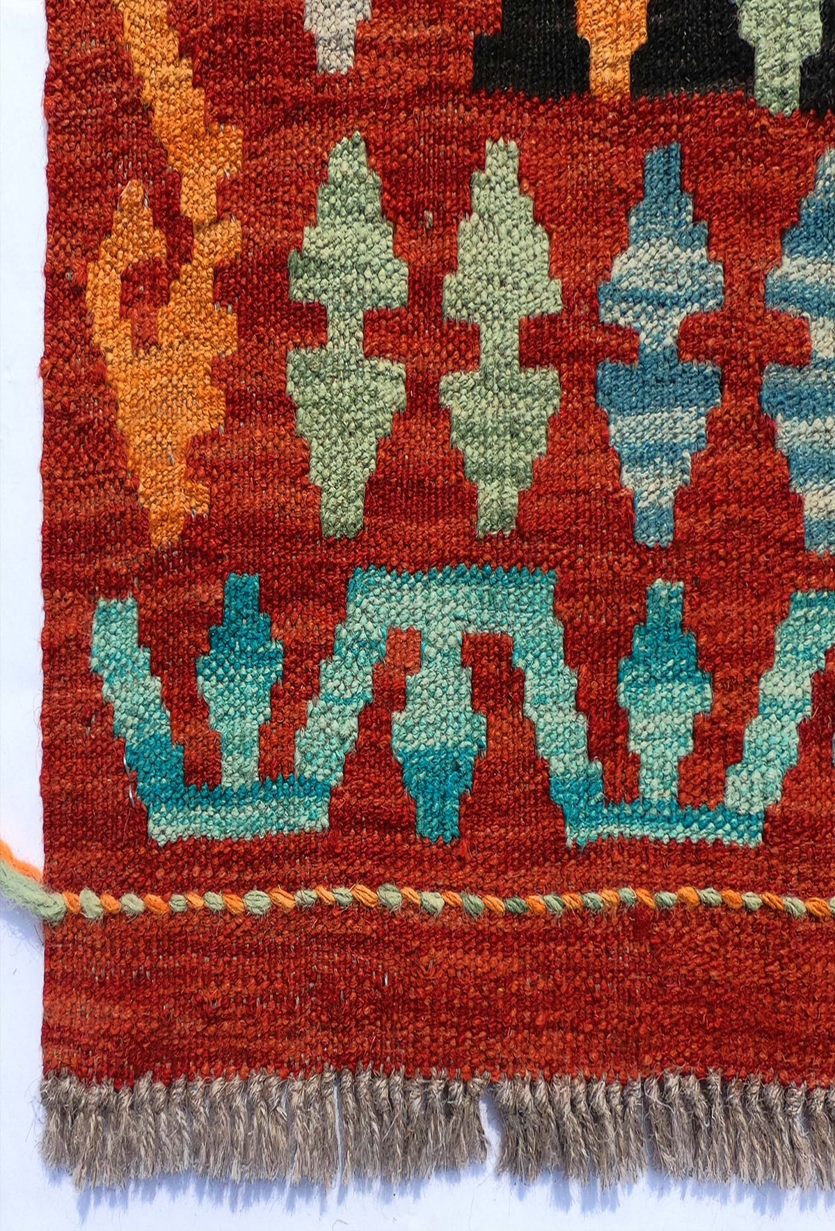 Textura natural del tejido plano en alfombra de lana importada hecha a mano