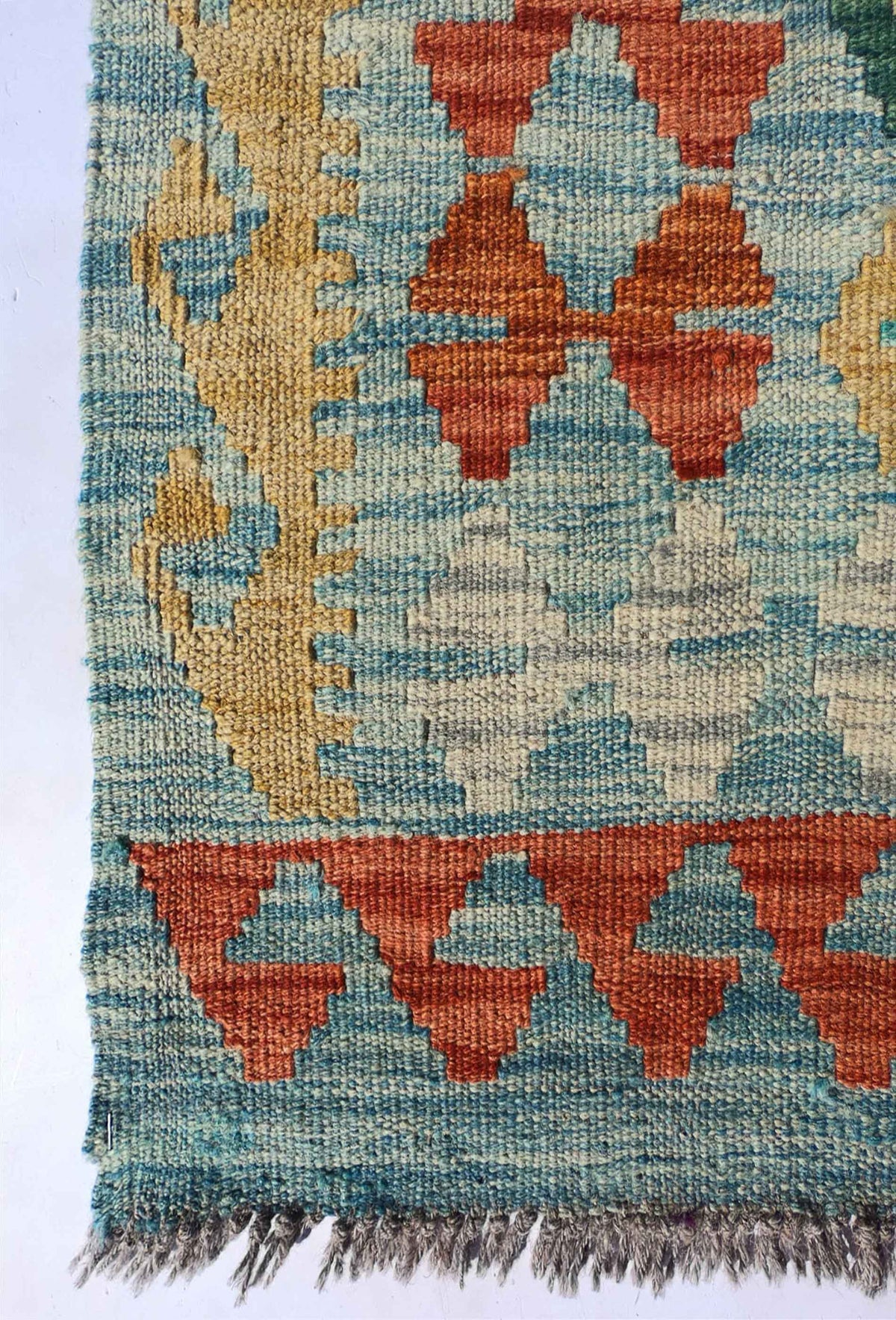 Alfombra de lana Kelim Kashkuli con tintes naturales para living o comedor