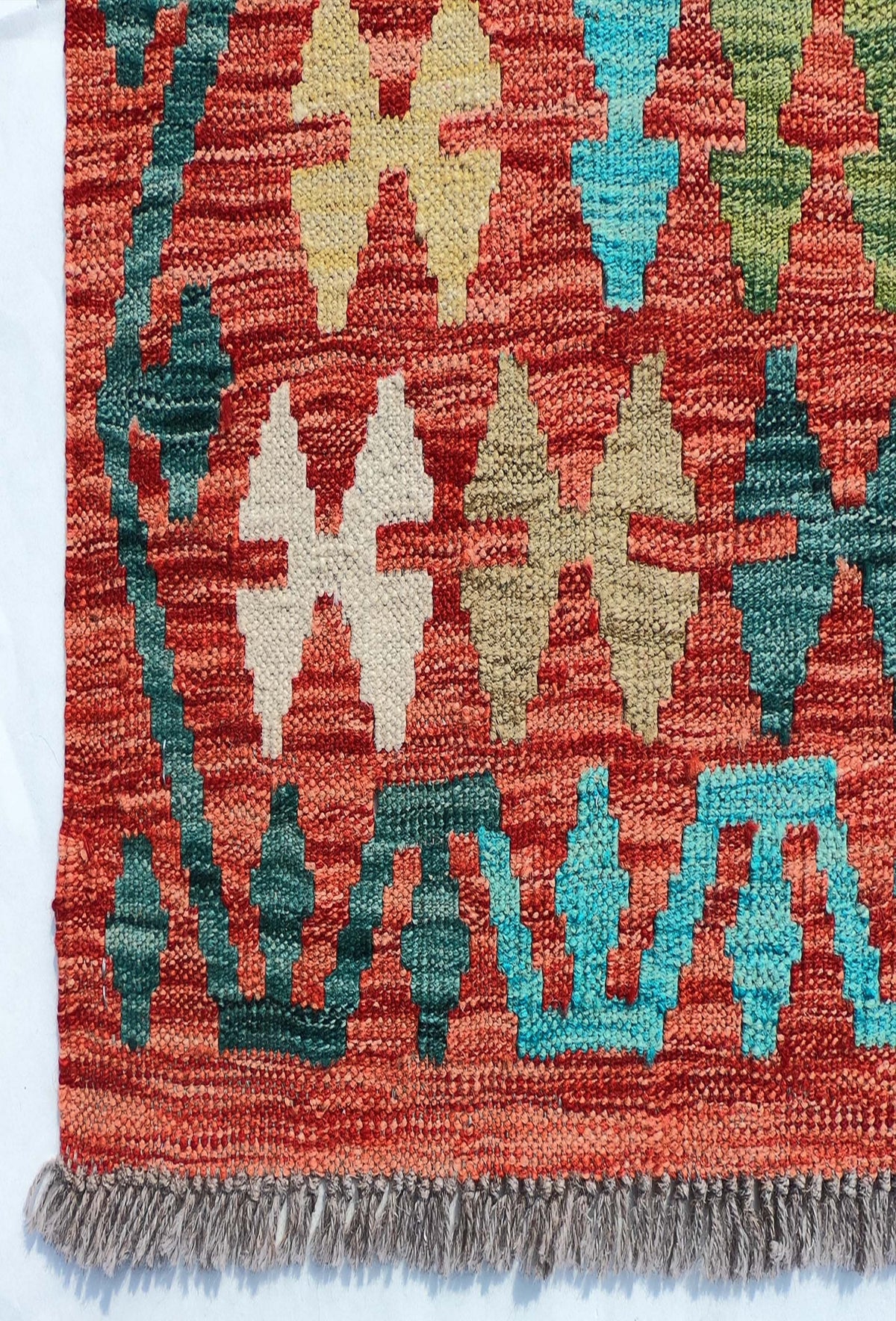 Textura natural de lana en alfombra Kelim hecha a mano