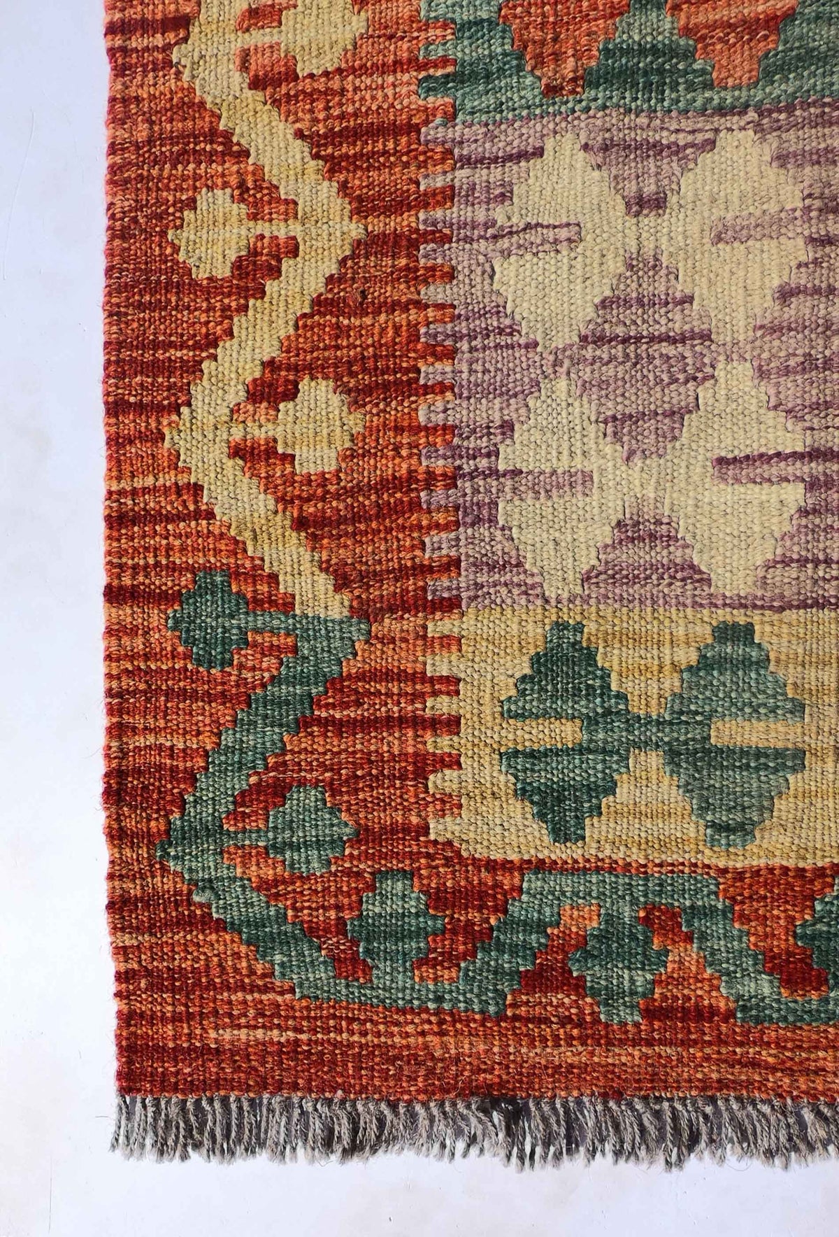 Alfombra Kelim Kashkuli de lana con tintes naturales para living o comedor