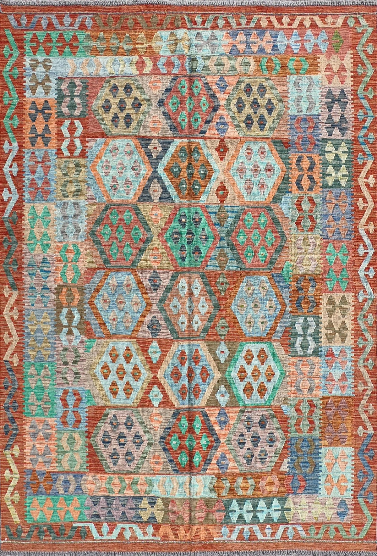 Alfombra Kelim Kashkulii de lana pakistaní