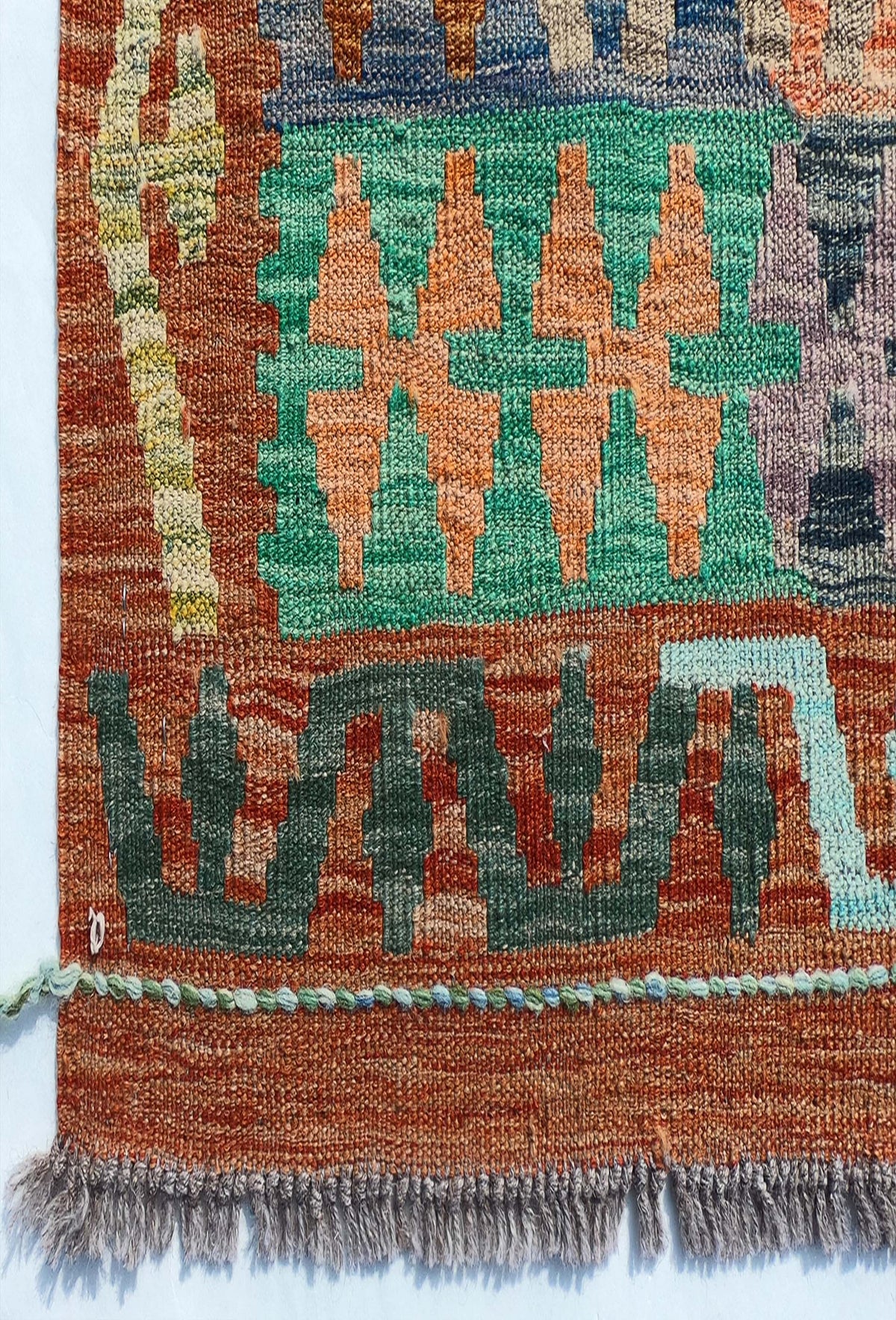Alfombra Kelim Kashkulii de lana con tintes naturales