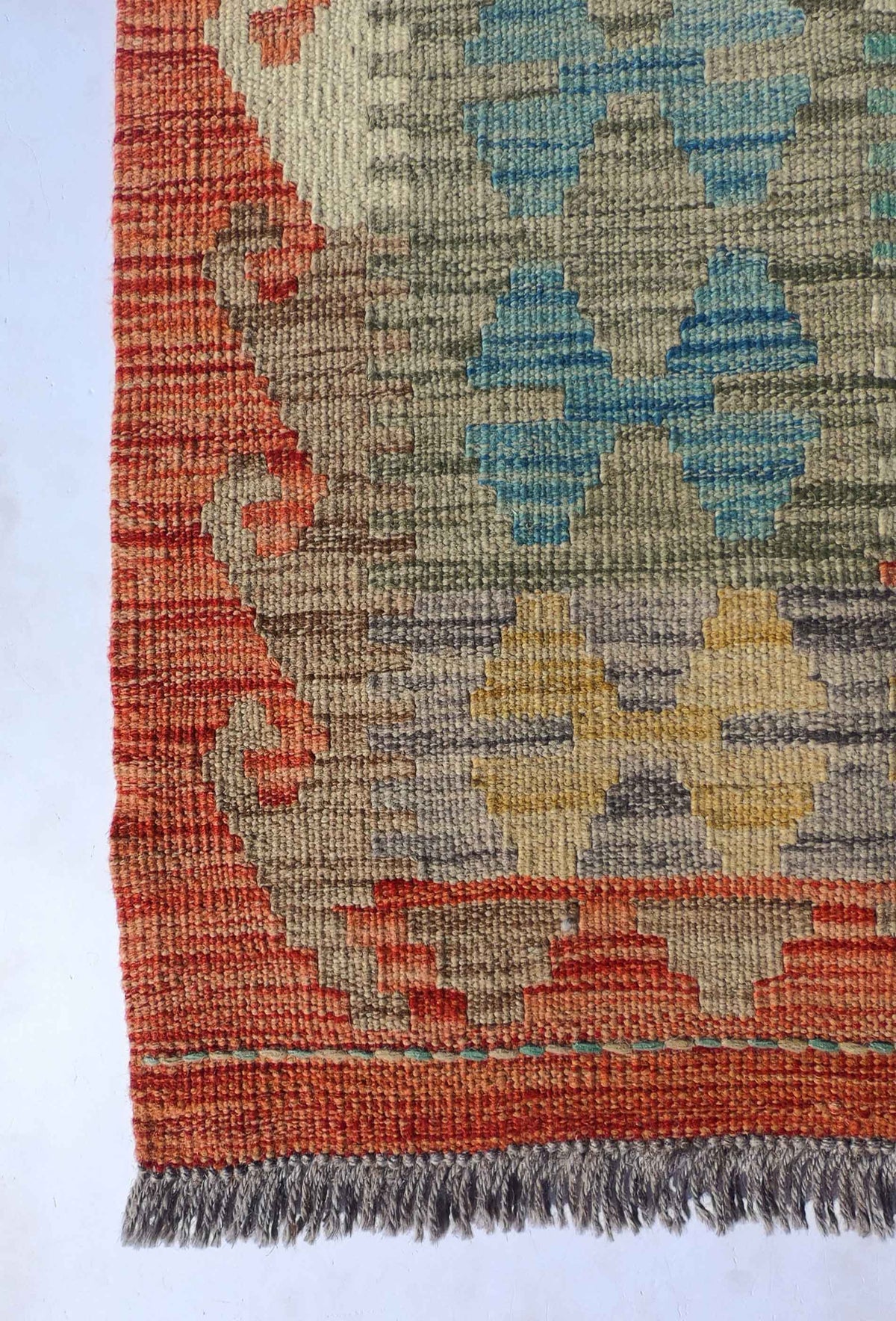 Alfombra Kelim Kashkuli tejida a mano de origen pakistaní