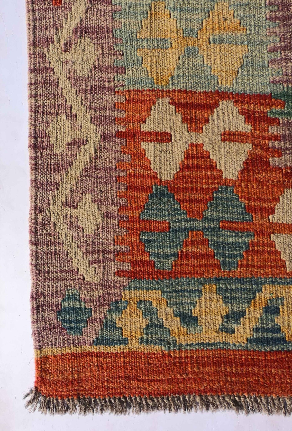 Alfombra Kelim Kashkuli lana Pakistán, tintes naturales, diseño colorido