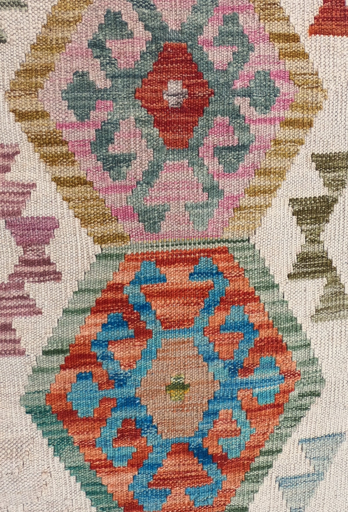 Alfombra lana Kelim Kashkuli con tintes naturales, ideal para living