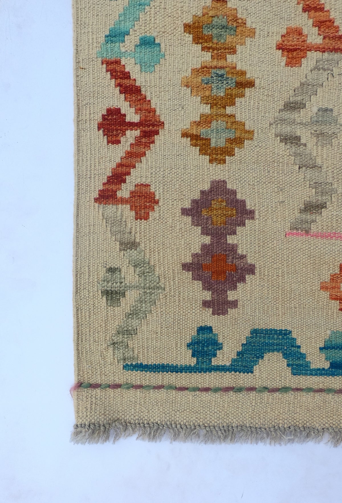 Alfombra tejida a telar estilo Kelim Kashkuli para decoración del hogar