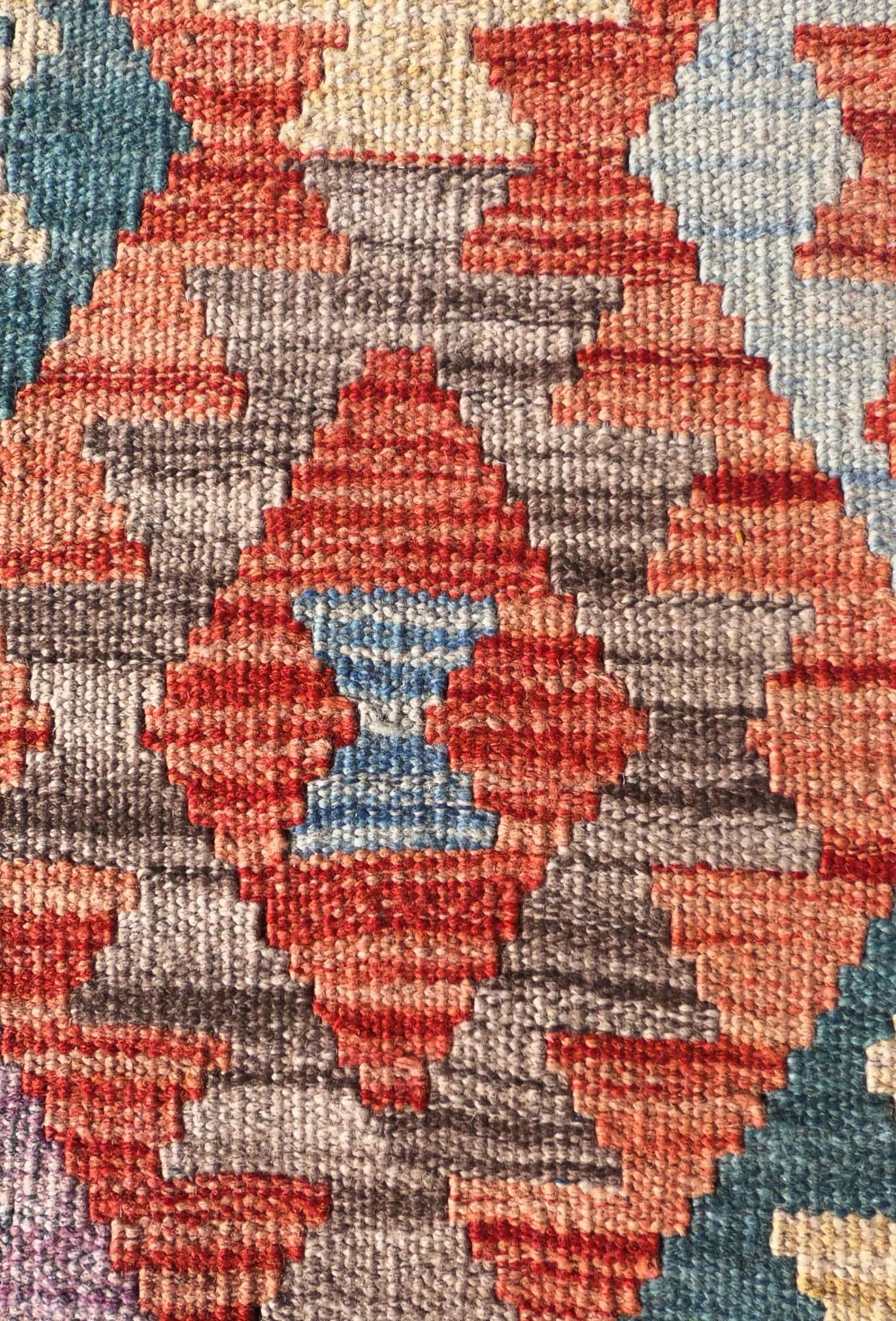 Alfombra de lana Kelim Kashkuli con tintes naturales