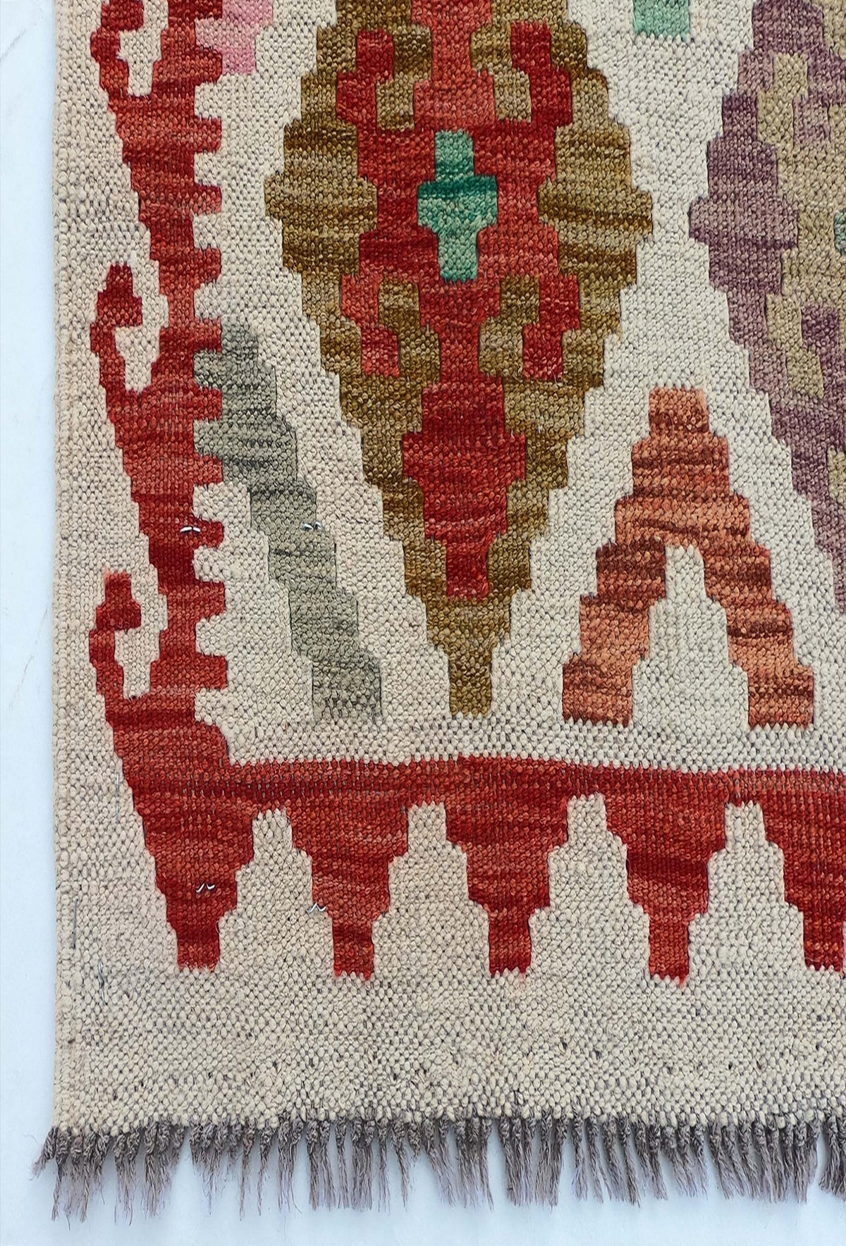 Textura de lana natural en alfombra Kelim hecha a mano