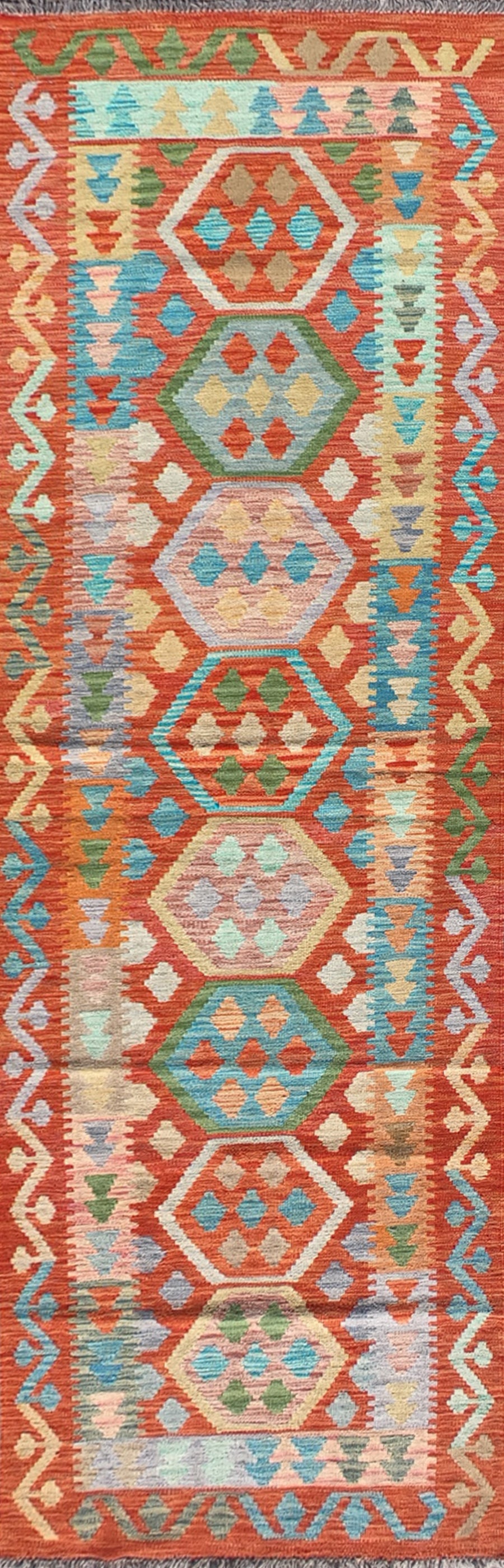 Alfombra lana, Kelim Kashkuli 3.00 x 0.90 mts. 054