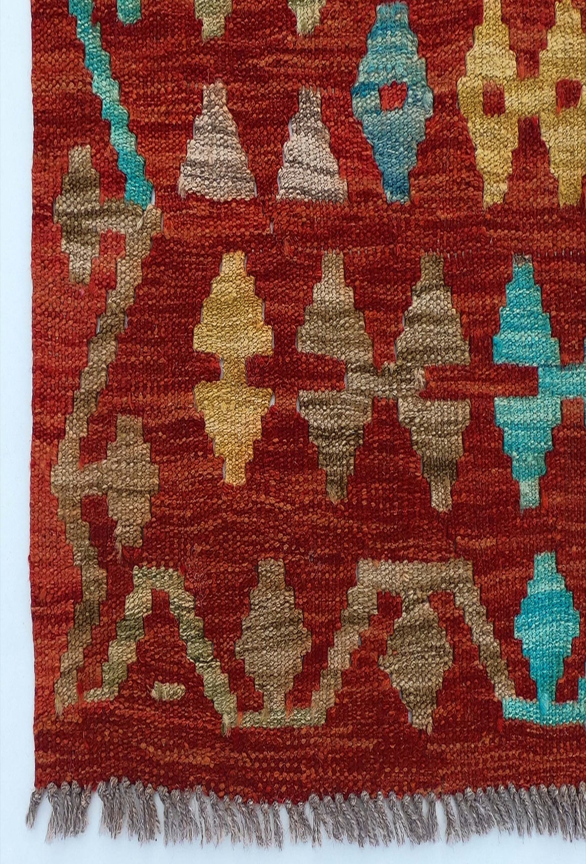 Textura de lana natural en alfombra Kelim hecha a mano