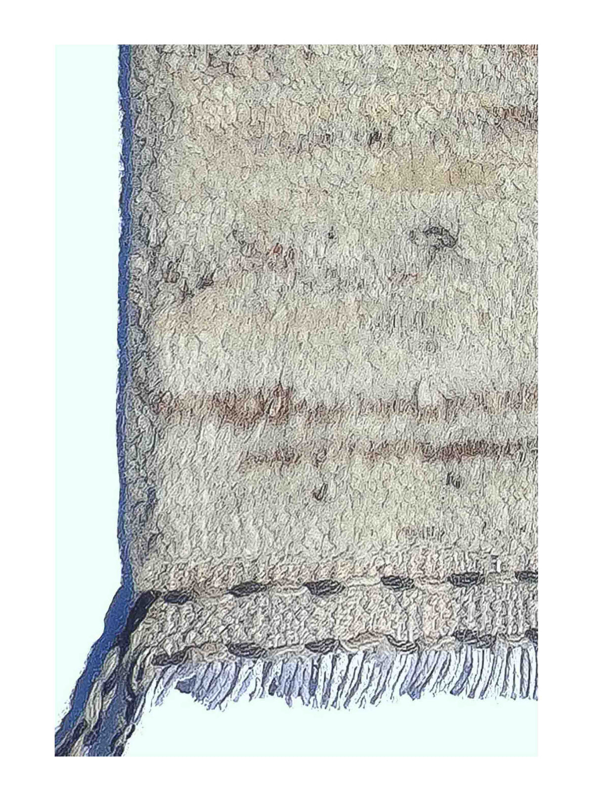 Textura natural de la lana en alfombra persa hecha a mano, detalle de tejido