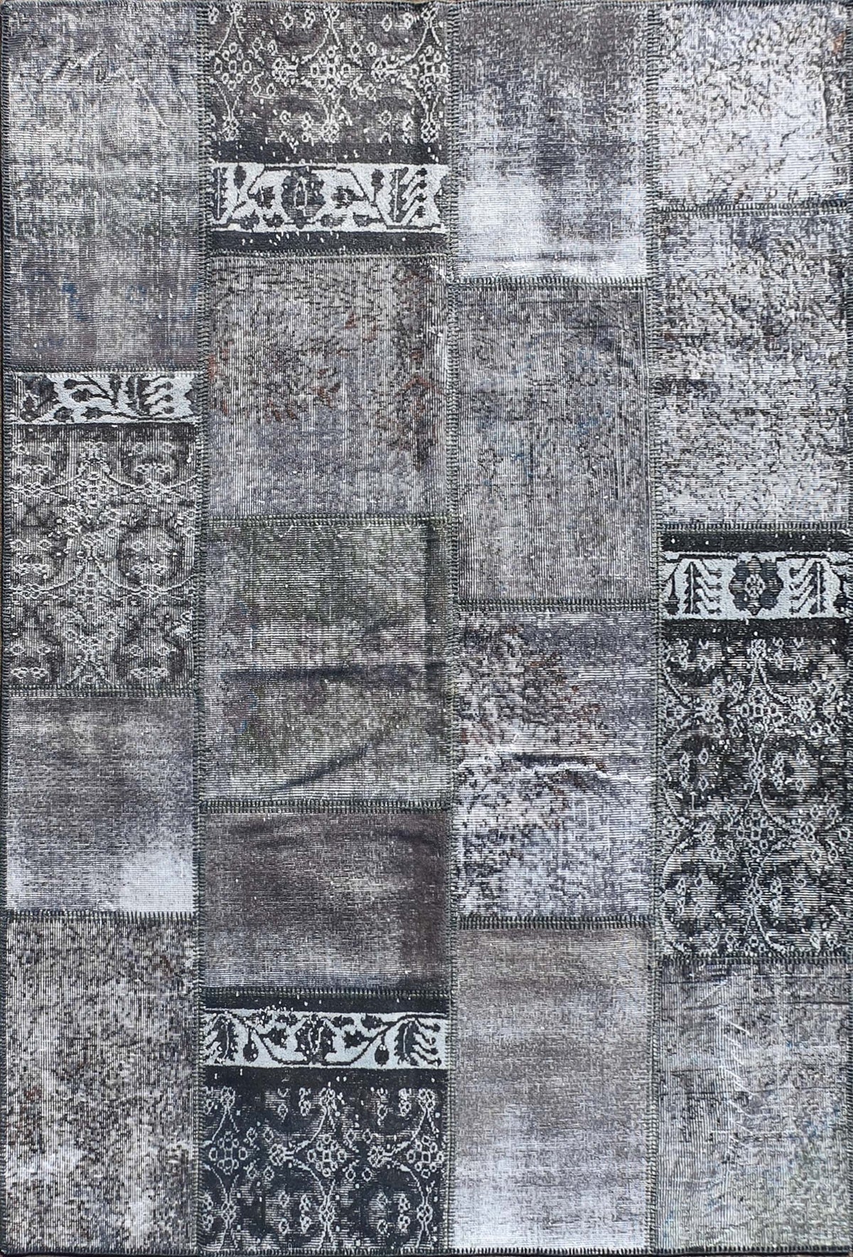 Alfombra patchwork turca de lana vintage, diseño único hecho a mano - Consorcio Persa