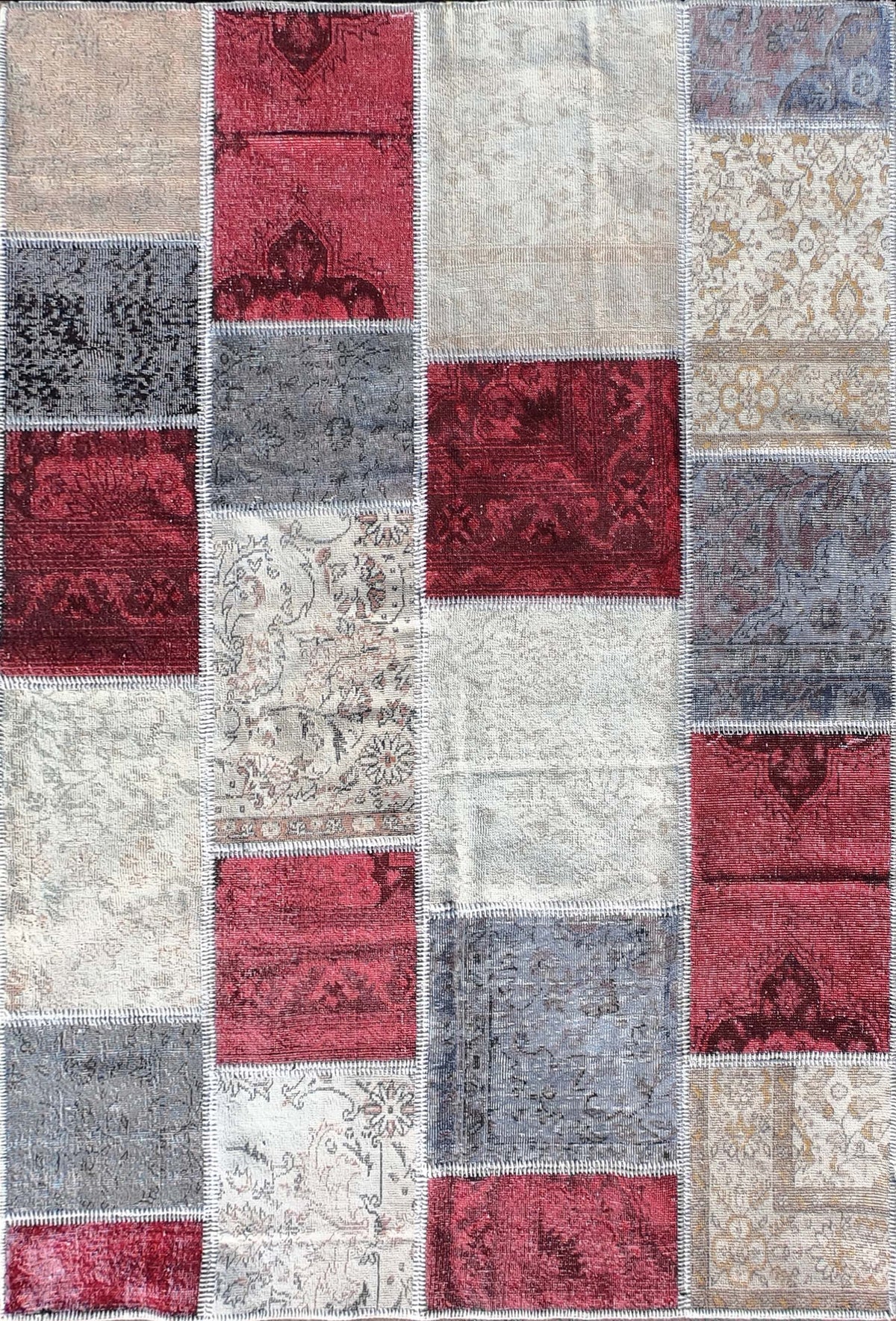 Alfombra turca patchwork de lana vintage, hecha a mano - Consorcio Persa