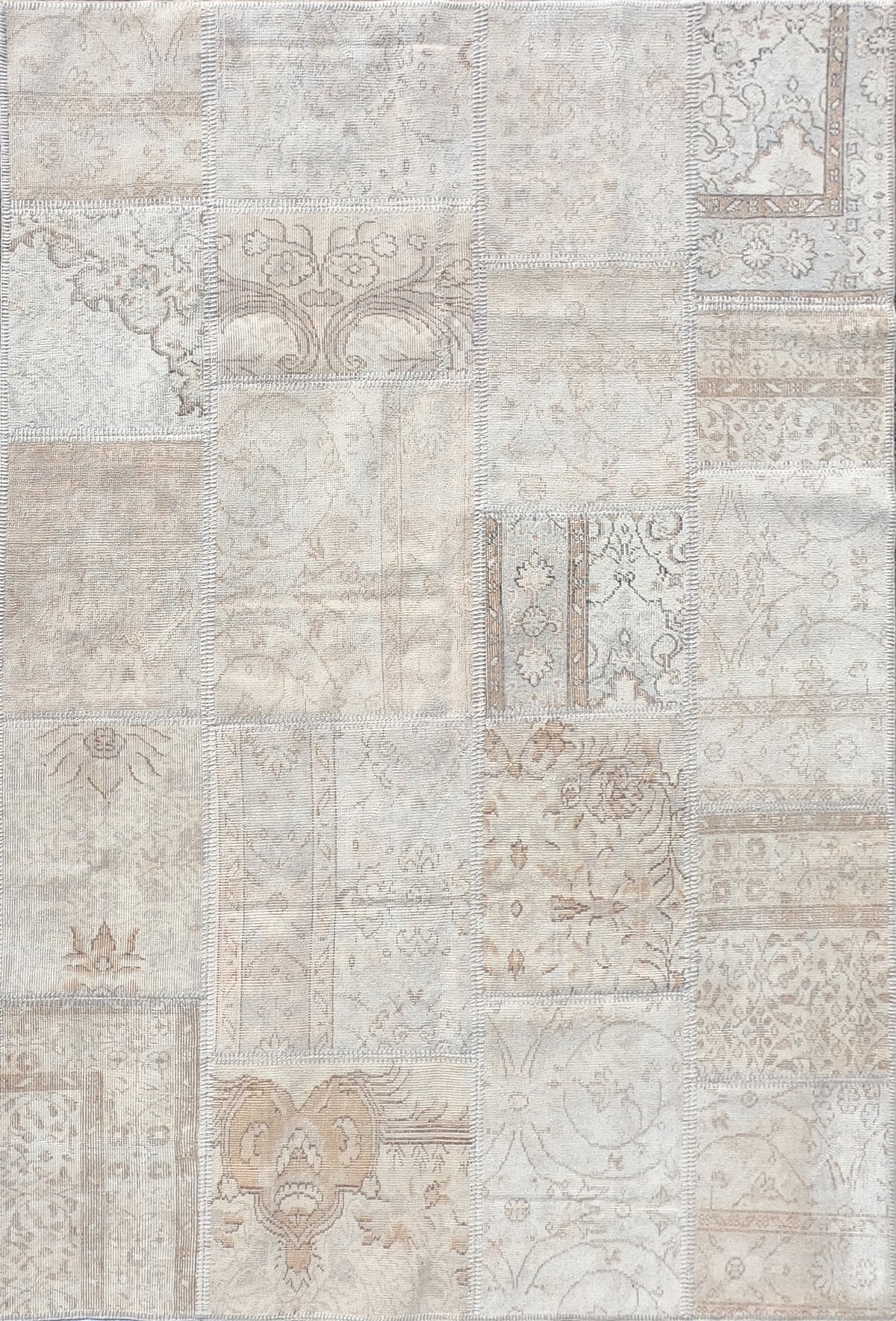 Alfombra persa vintage de lana hecha a mano, diseño patchwork único - Consorcio Persa
